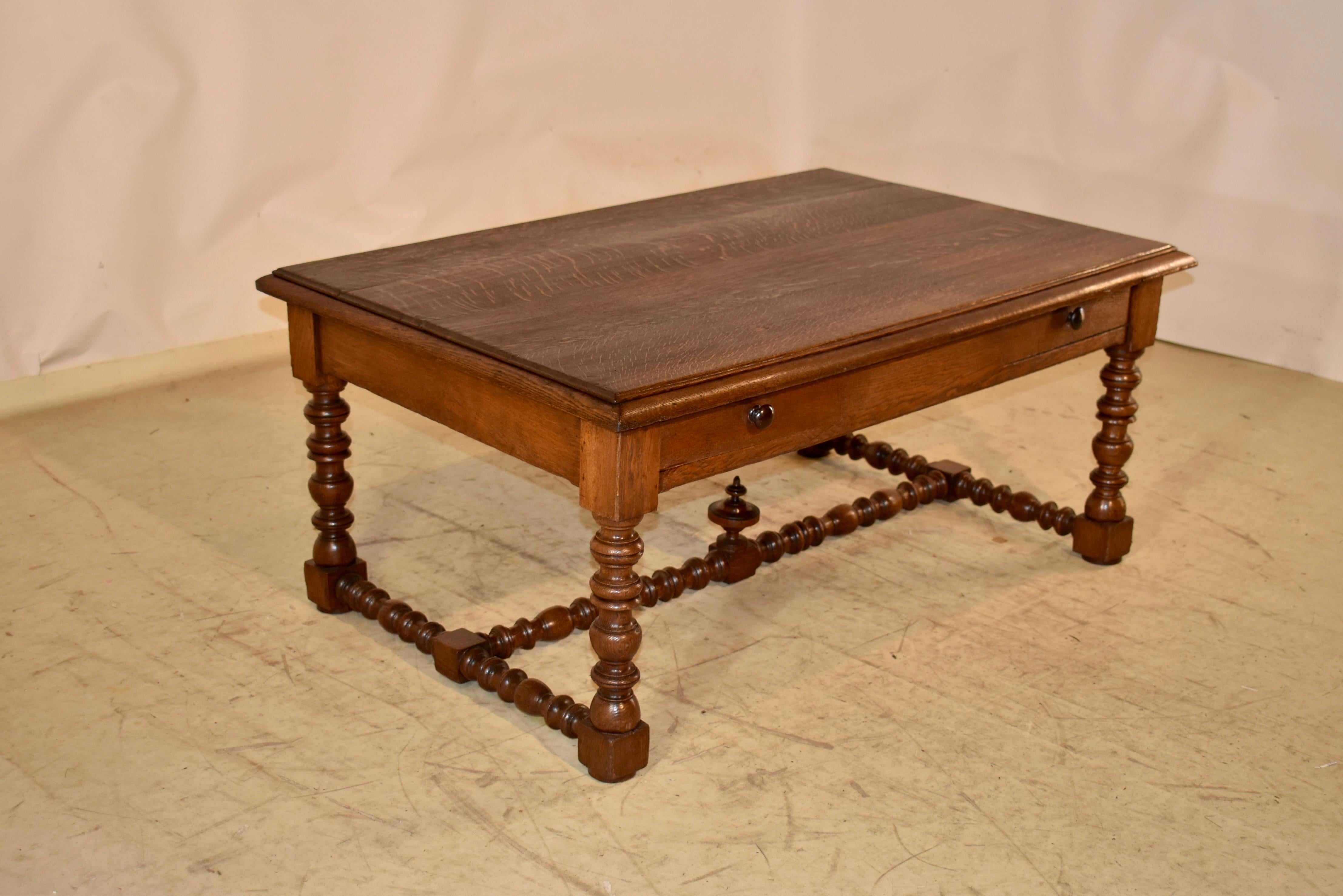 Turned 19th Century French Oak Coffee Table For Sale