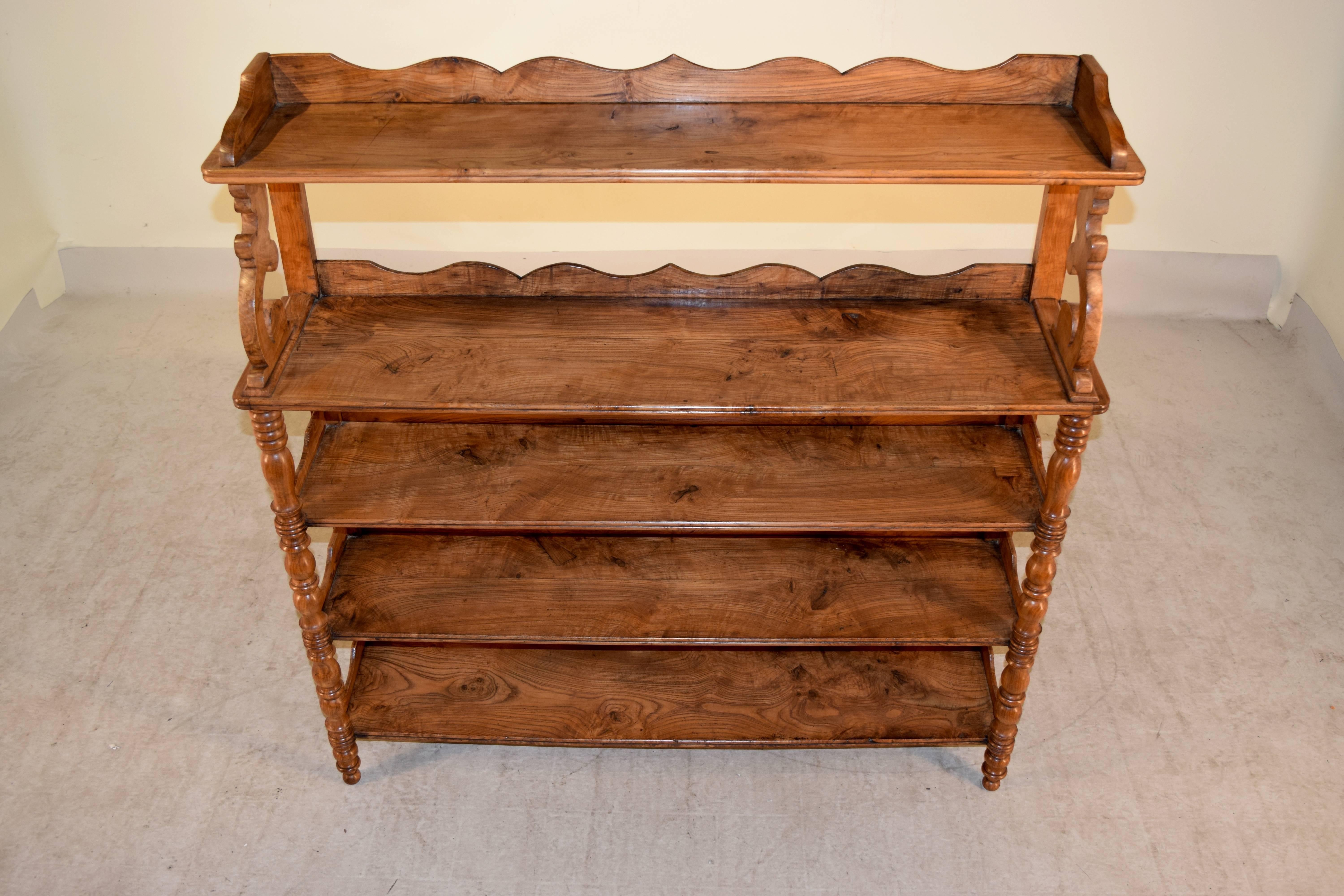 19th Century English Elm Standing Shelf In Excellent Condition In High Point, NC