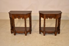 Pair of Edwardian English Oak Side Tables, Circa 1900