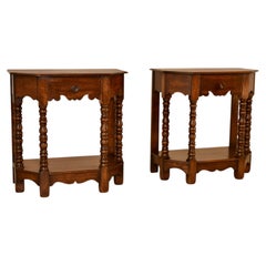 Pair of Edwardian English Oak Side Tables, Circa 1900