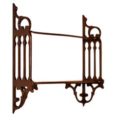 English Mahogany Hanging Wall Shelf, Circa 1950's