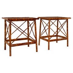 Pair of Tortoise Bamboo Side Tables, Circa 1960's