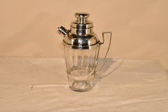 Antique American "Webster" Sterling Silver & Crystal Cocktail Shaker circa 1930