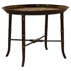 Late 19th Century Painted Tole Tray on Base