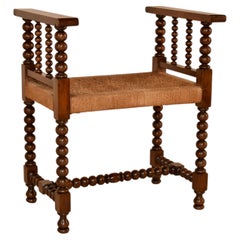 19th Century English Oak Bench with Arms