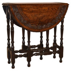 19th Century Carved Oak Gate-Leg from England