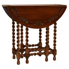 19th Century English Oak Carved Gate-Leg Table
