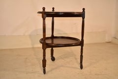 English Oak Round Bar Cart, Circa 1920