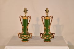 Pair of 19th Century Majolica Lamps