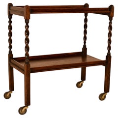 Edwardian Oak Bar Cart from England, Circa 1900