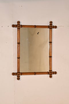 Cherry Faux Bamboo Mirror from France, Circa 1900