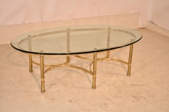 Mid-Century Brass Coffee Table with Glass Top, Circa 1960's