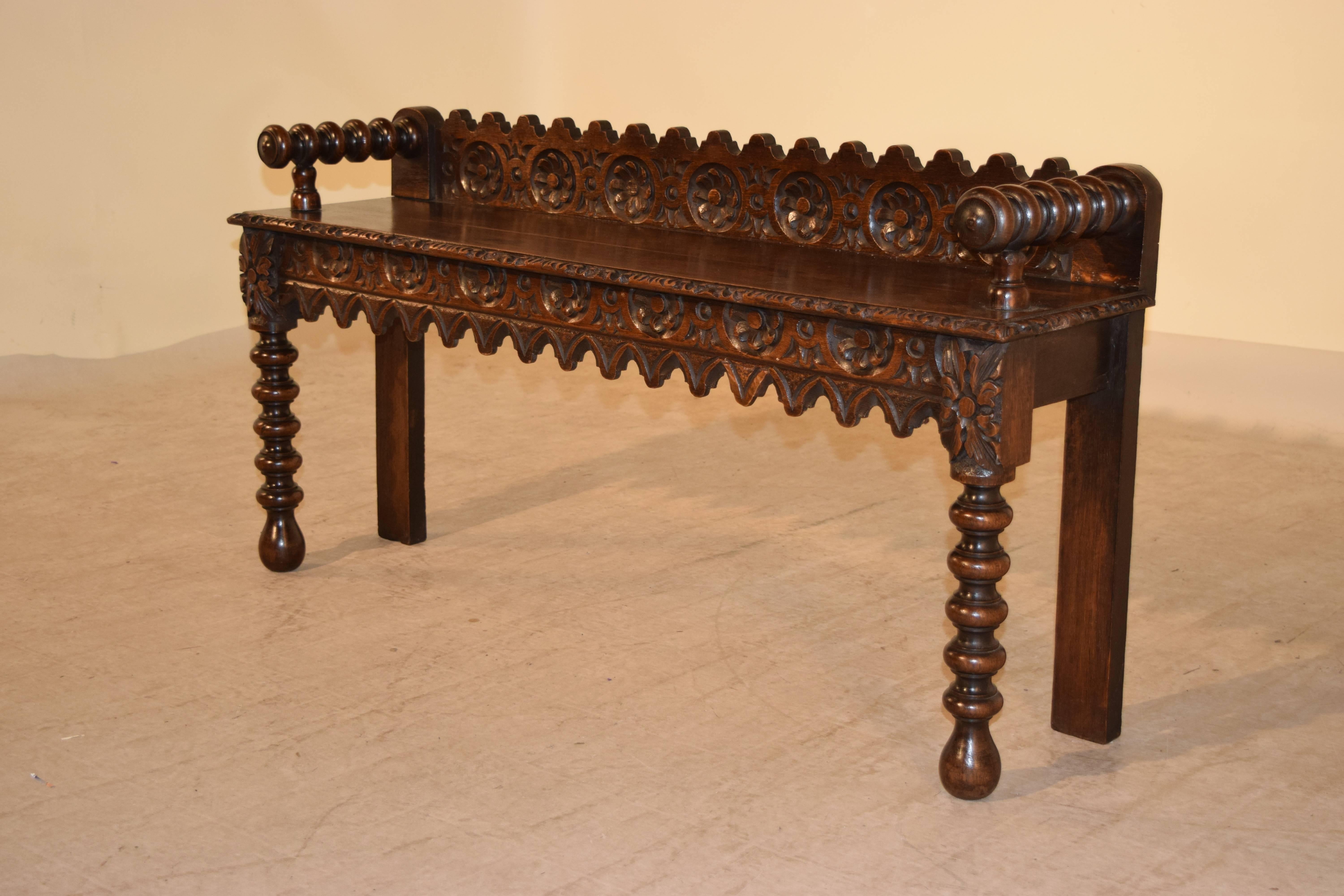 Victorian 19th Century English Carved Window Seat