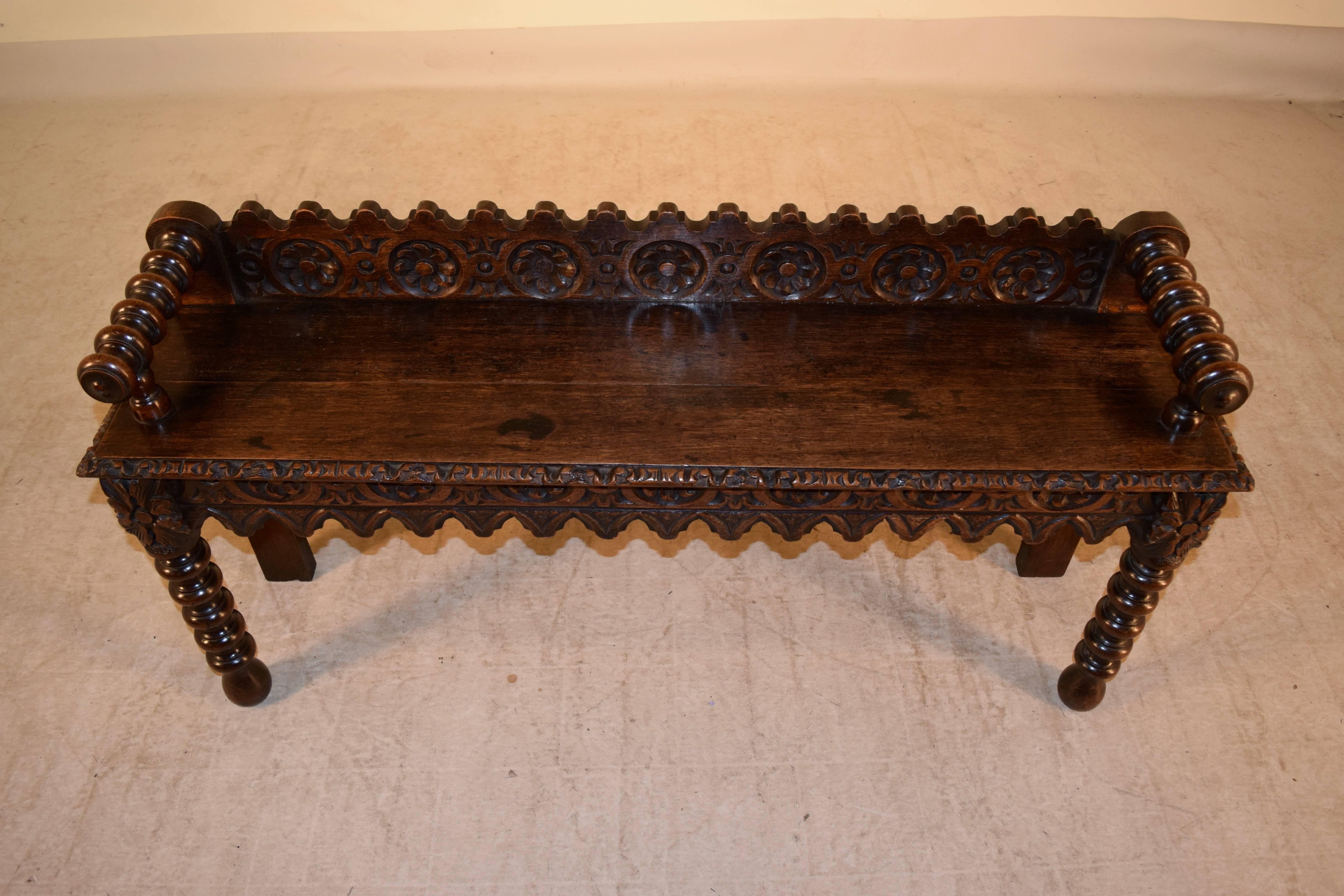 19th Century English Carved Window Seat In Good Condition In High Point, NC