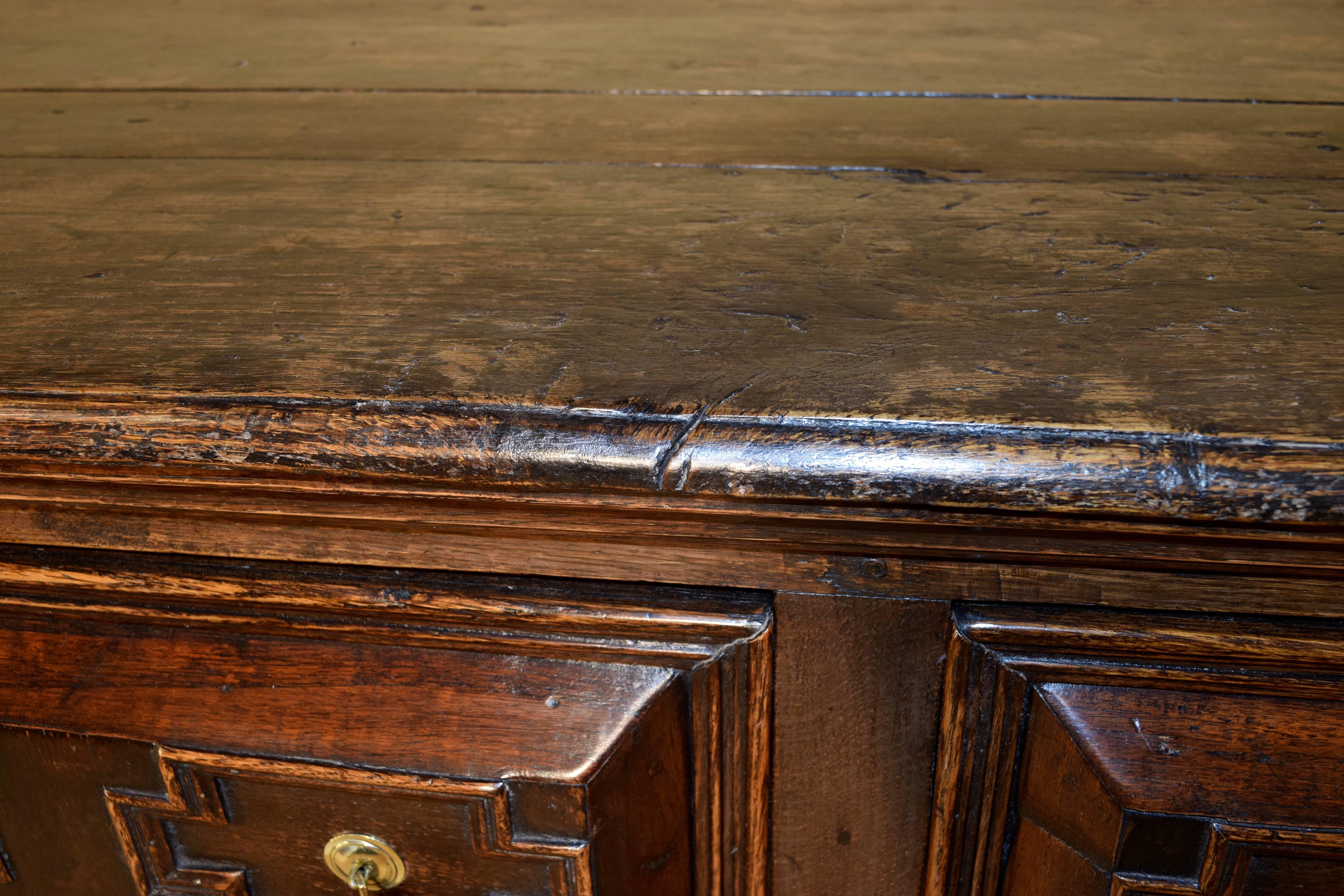 Brass 17th Century English Oak Sideboard