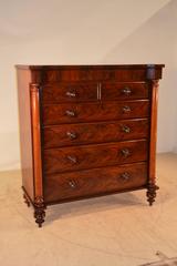 19th Century Flame Mahogany Chest with Columns