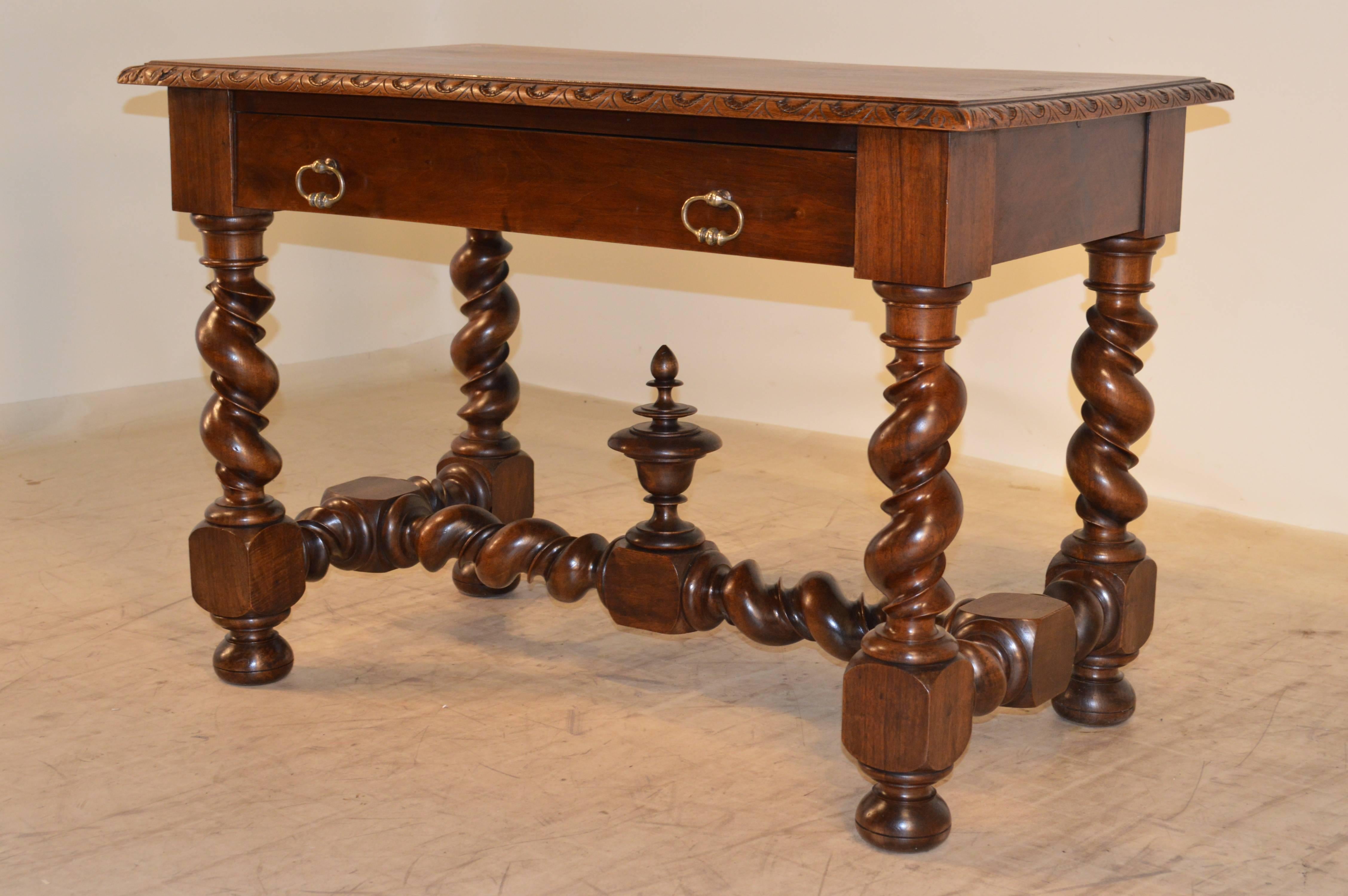 Napoleon III 19th Century Walnut Table with Vine Twist Legs For Sale