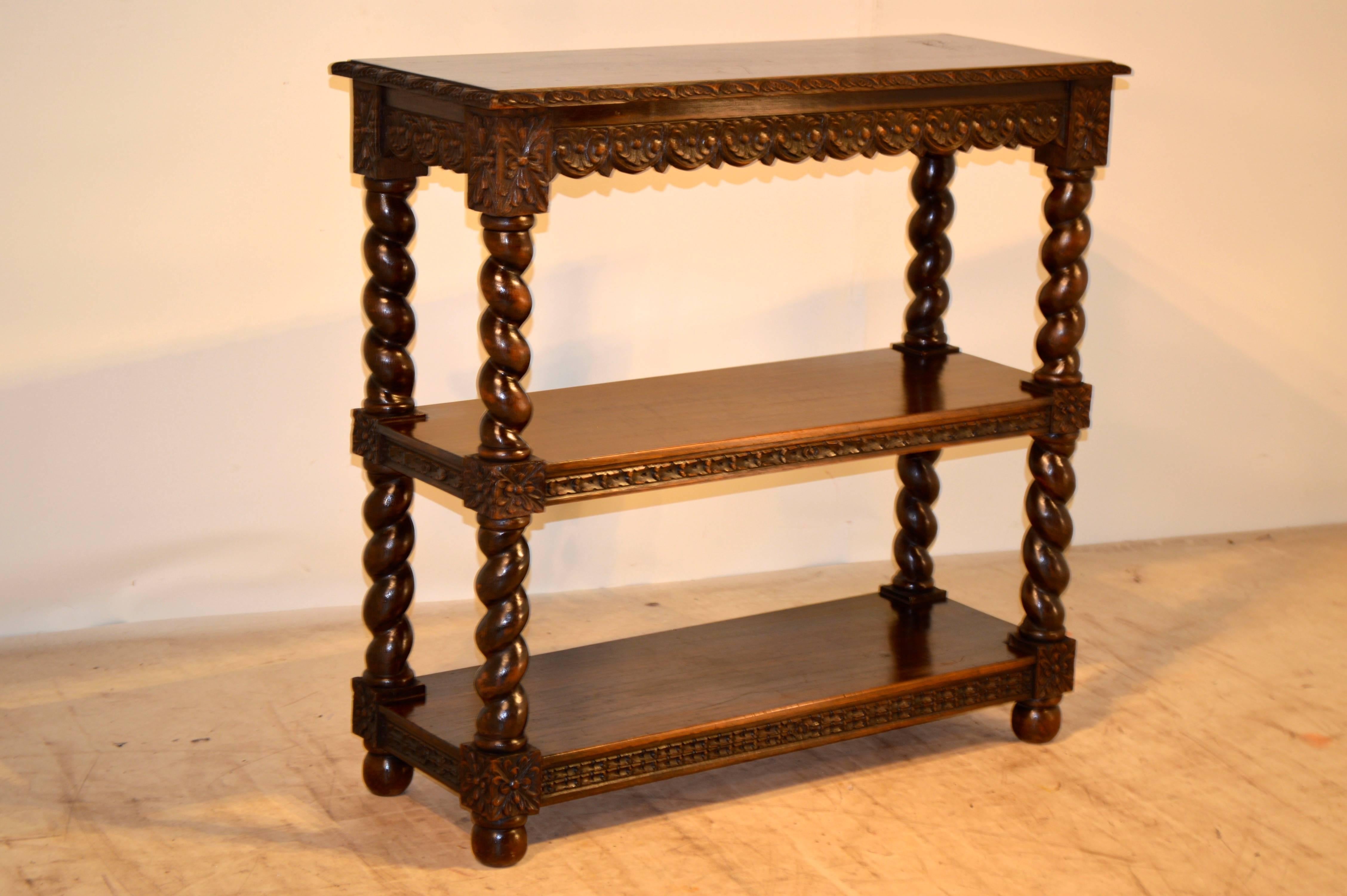 19th Century English Carved Oak Book Shelf In Excellent Condition In High Point, NC