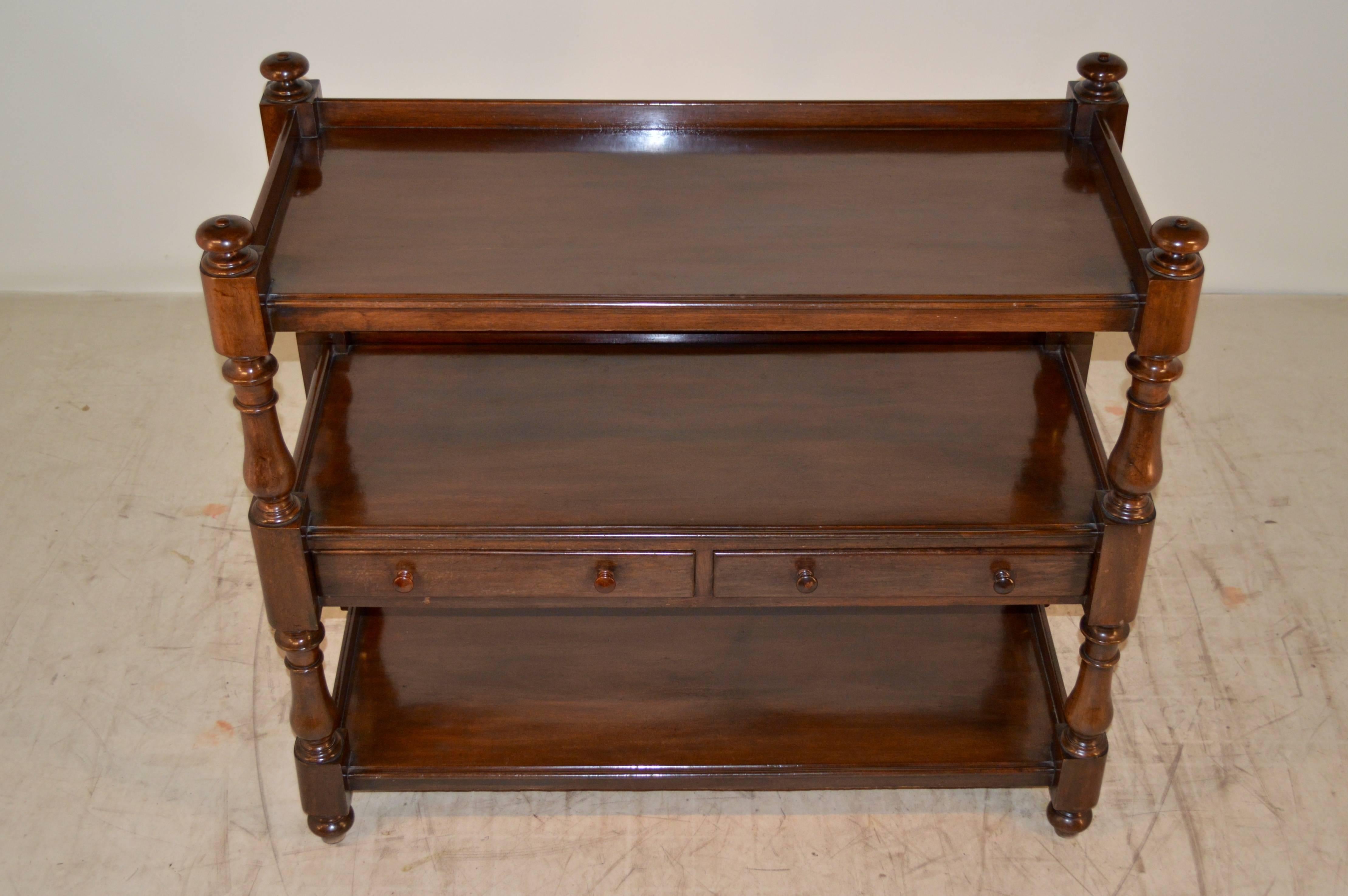 Victorian 19th Century Mahogany Shelf with Two Drawers