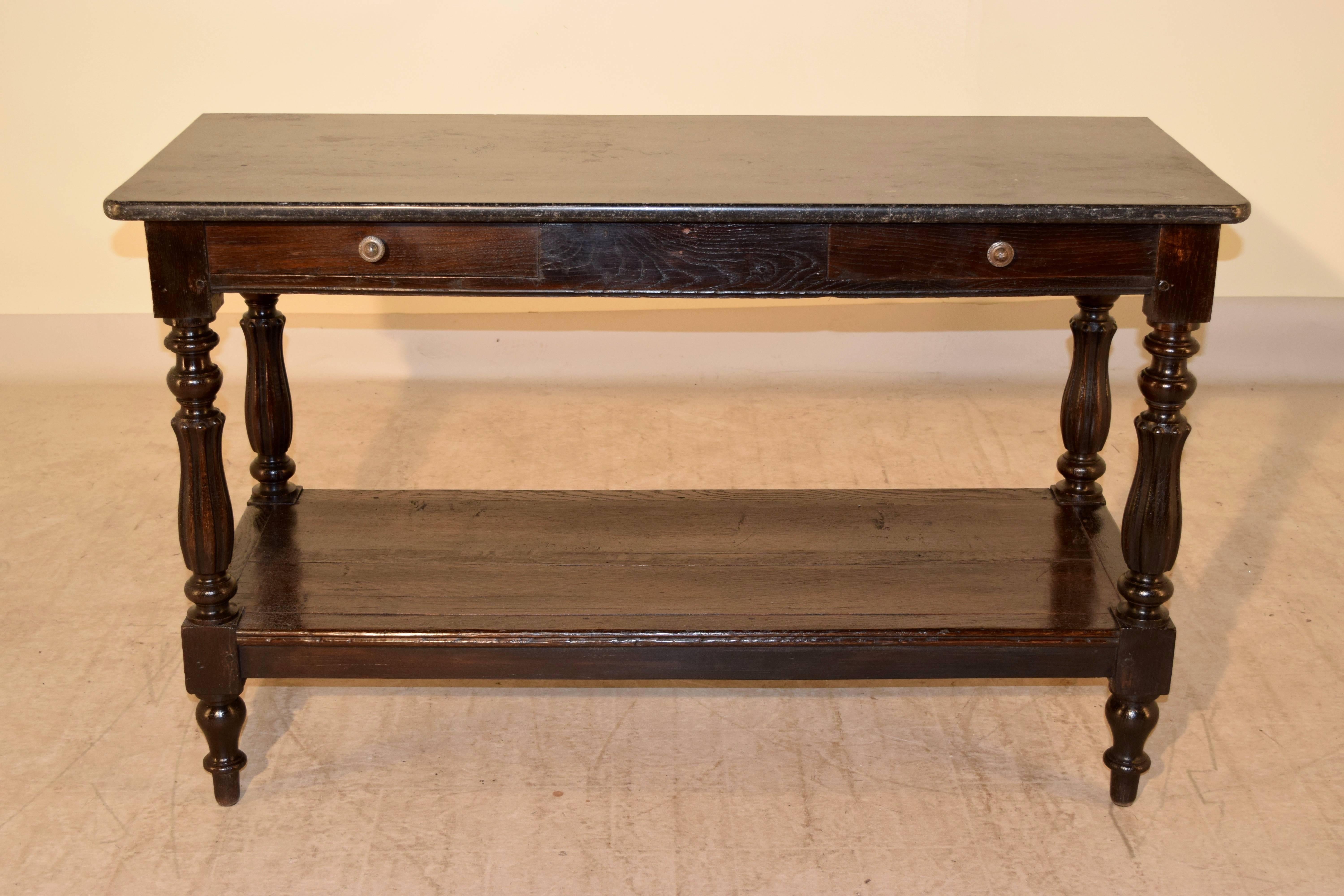 19th Century English Server with Marble Top In Excellent Condition In High Point, NC