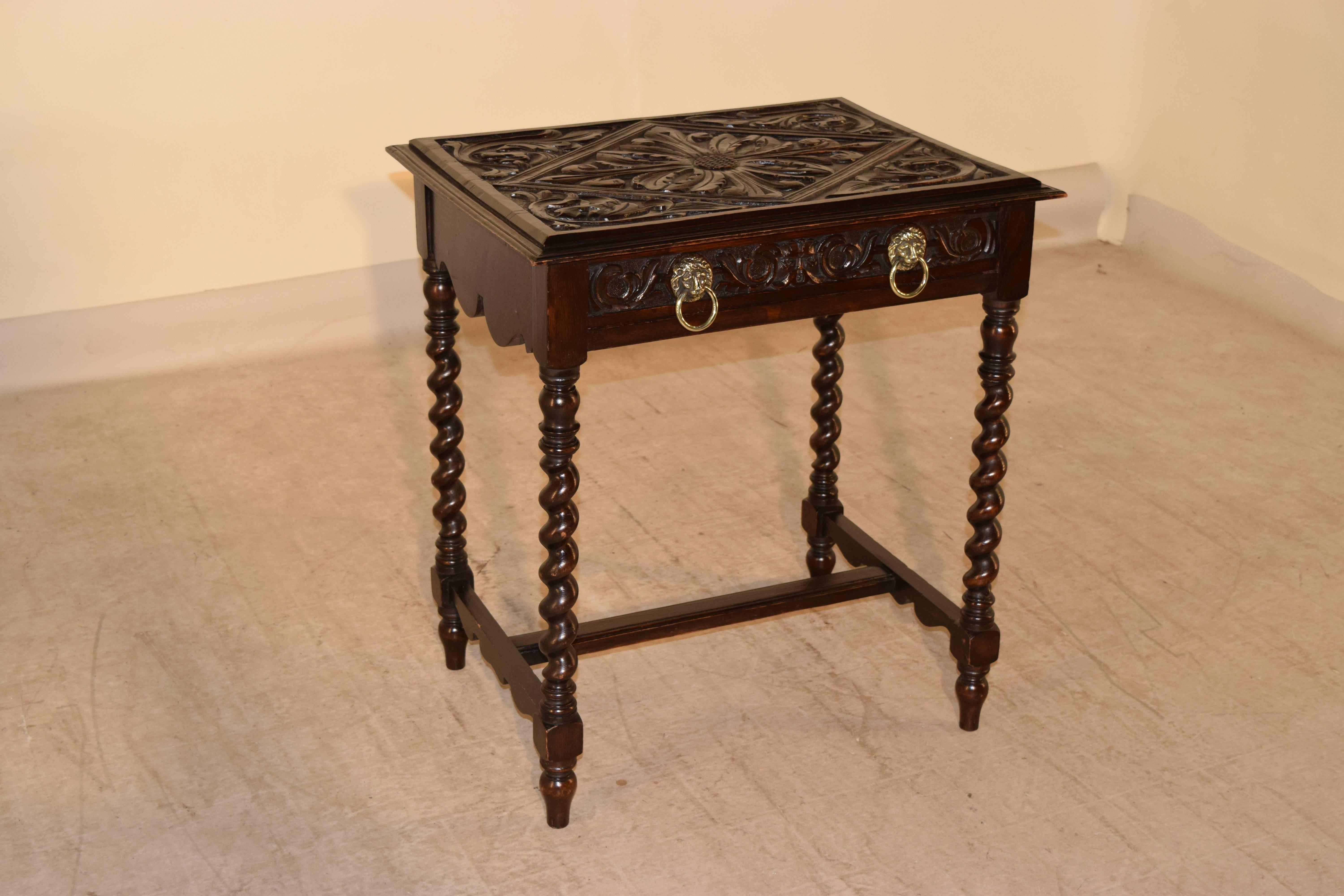 Brass 19th Century, English Carved Side Table