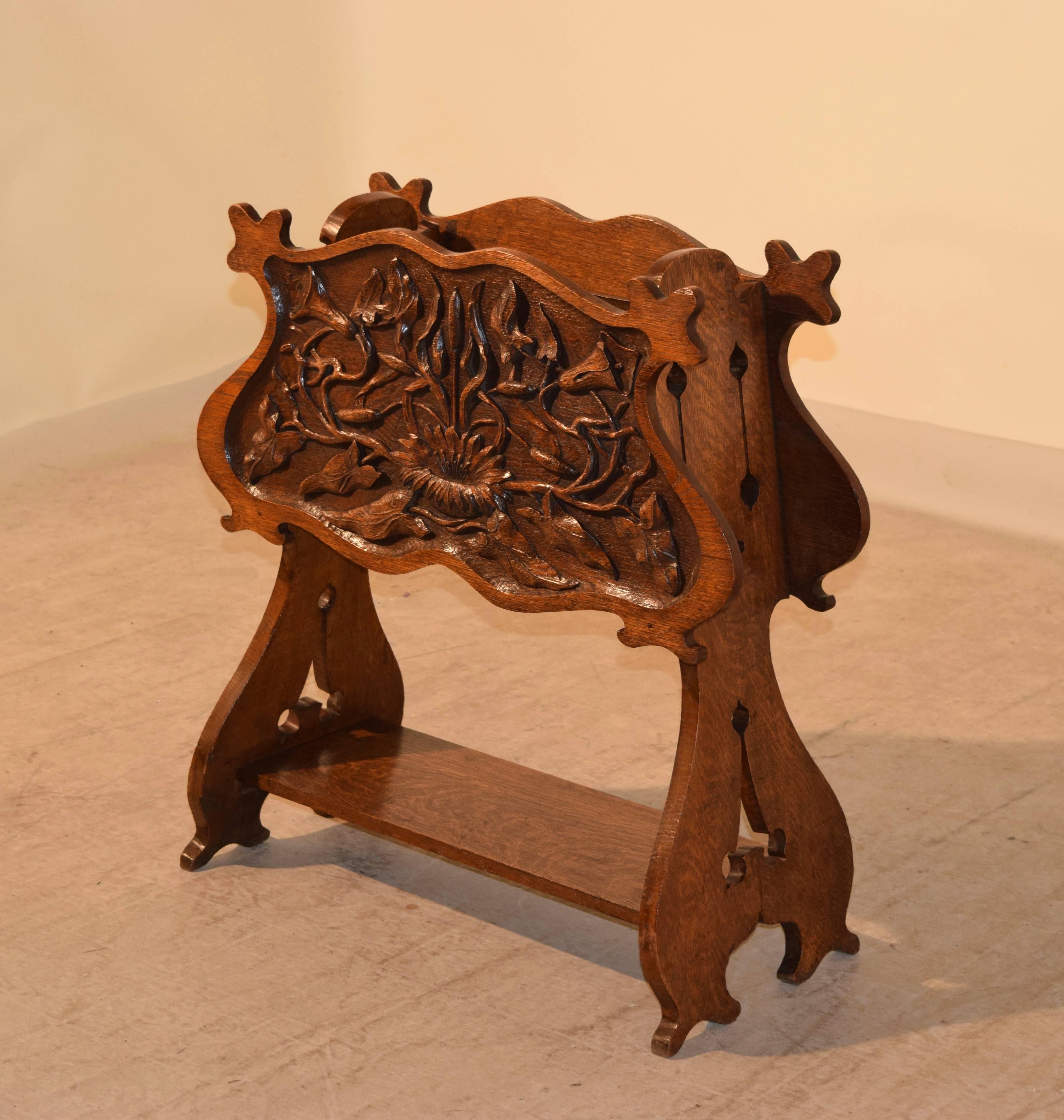 Art Nouveau 19th Century French Carved Magazine Stand