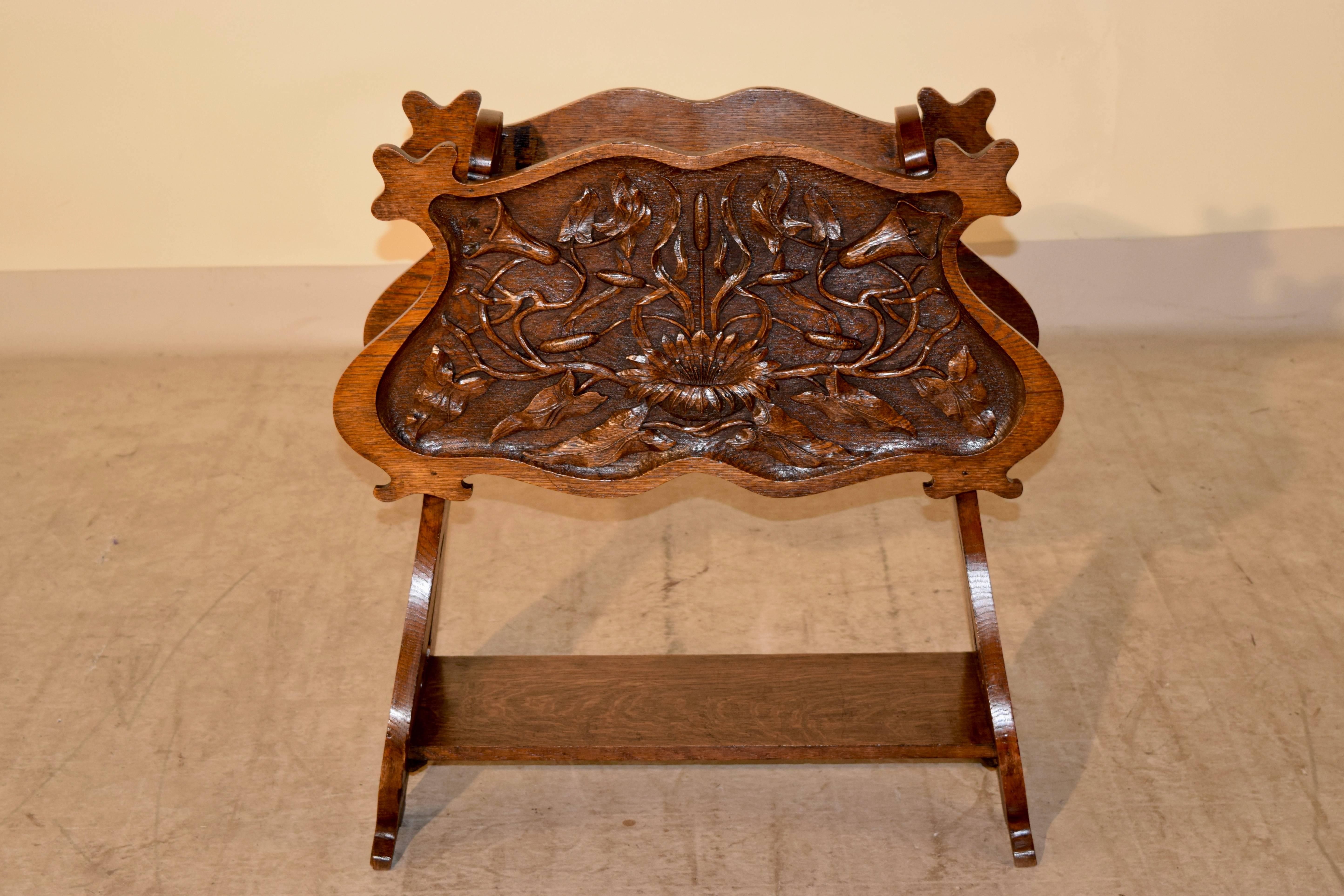 Oak 19th Century French Carved Magazine Stand