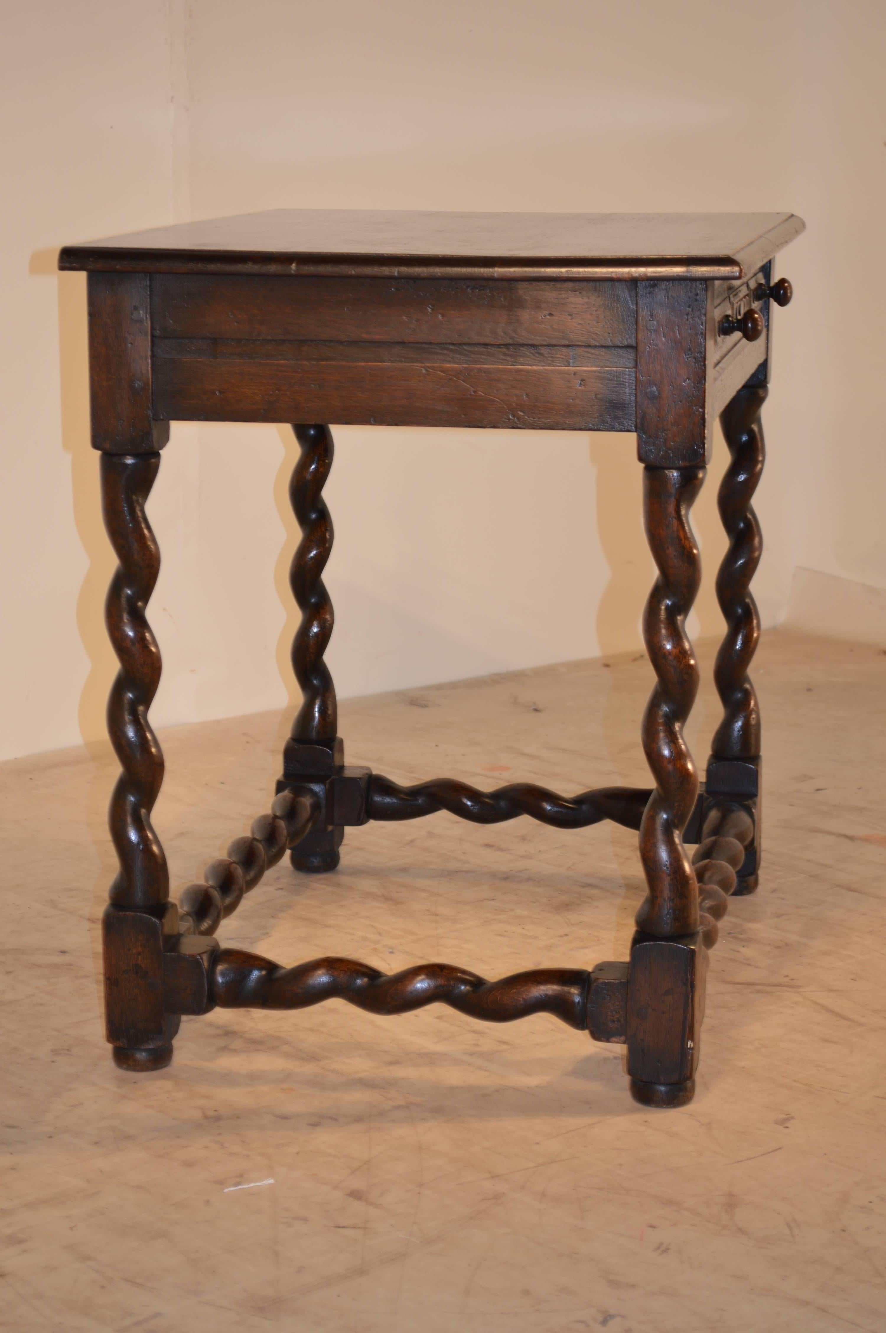 Victorian 19th Century English Oak Side Table with Unusual Twist
