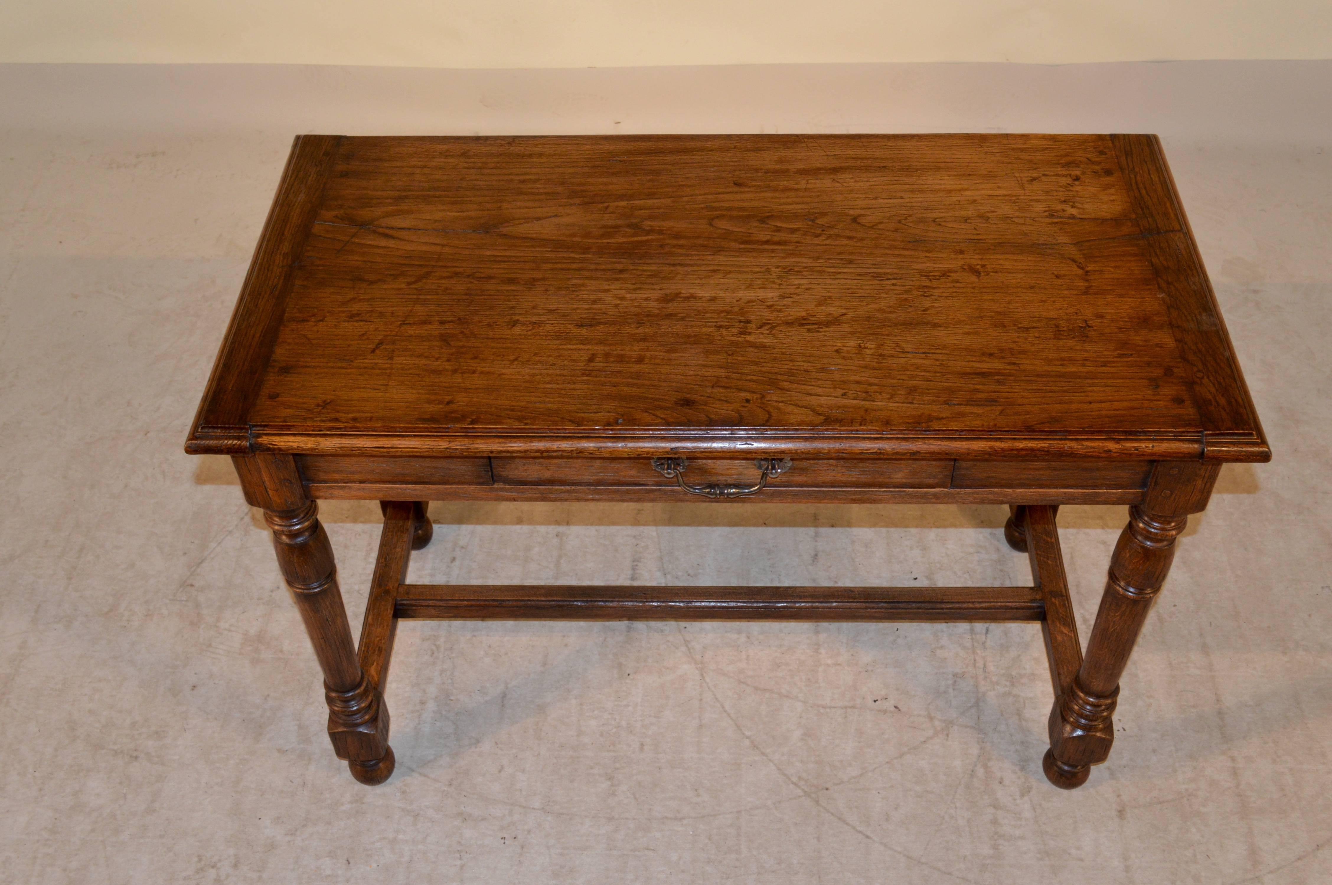 Brass 19th Century French Oak Console Table