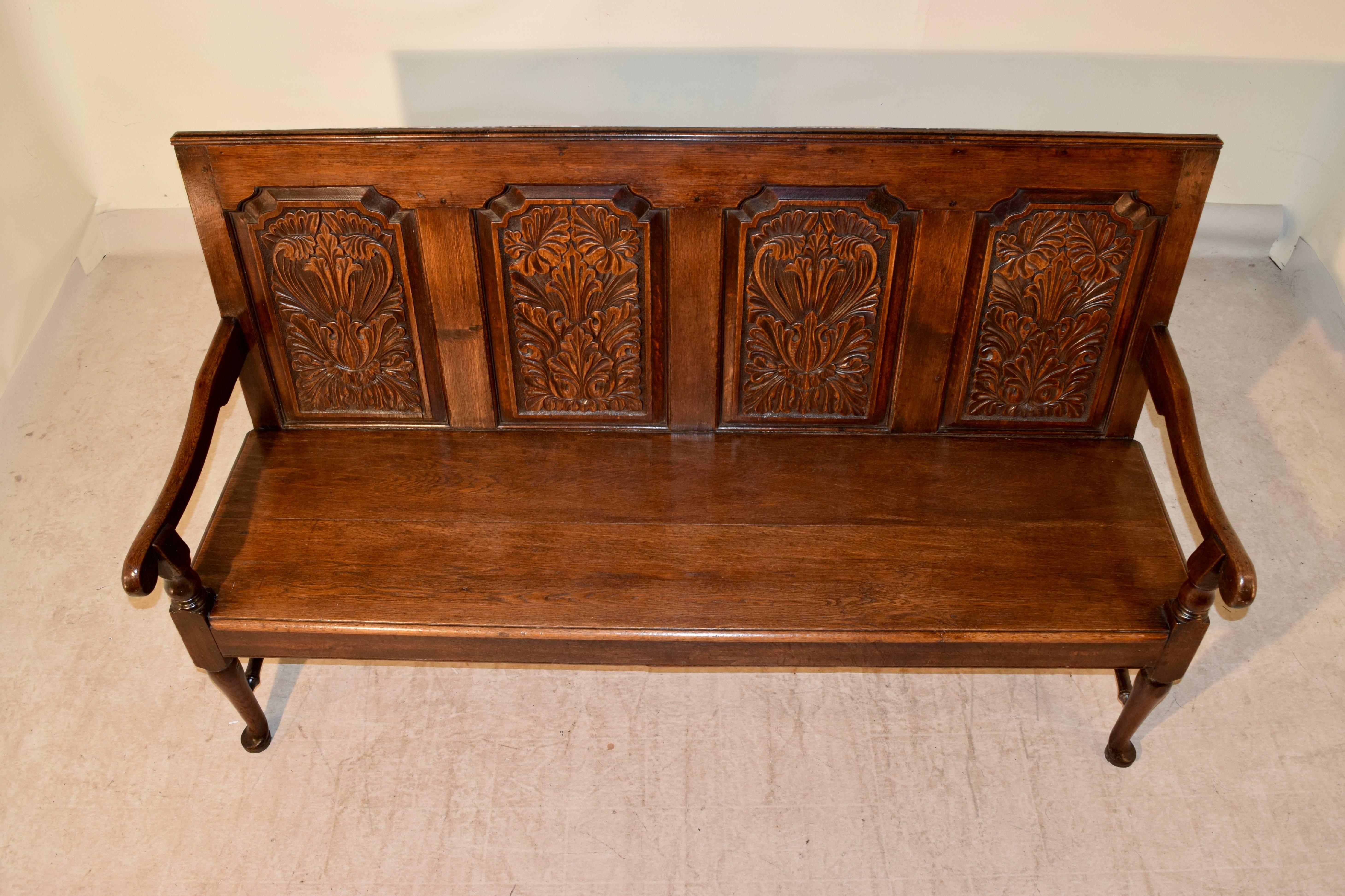 18th Century English Carved Oak Bench In Good Condition In High Point, NC