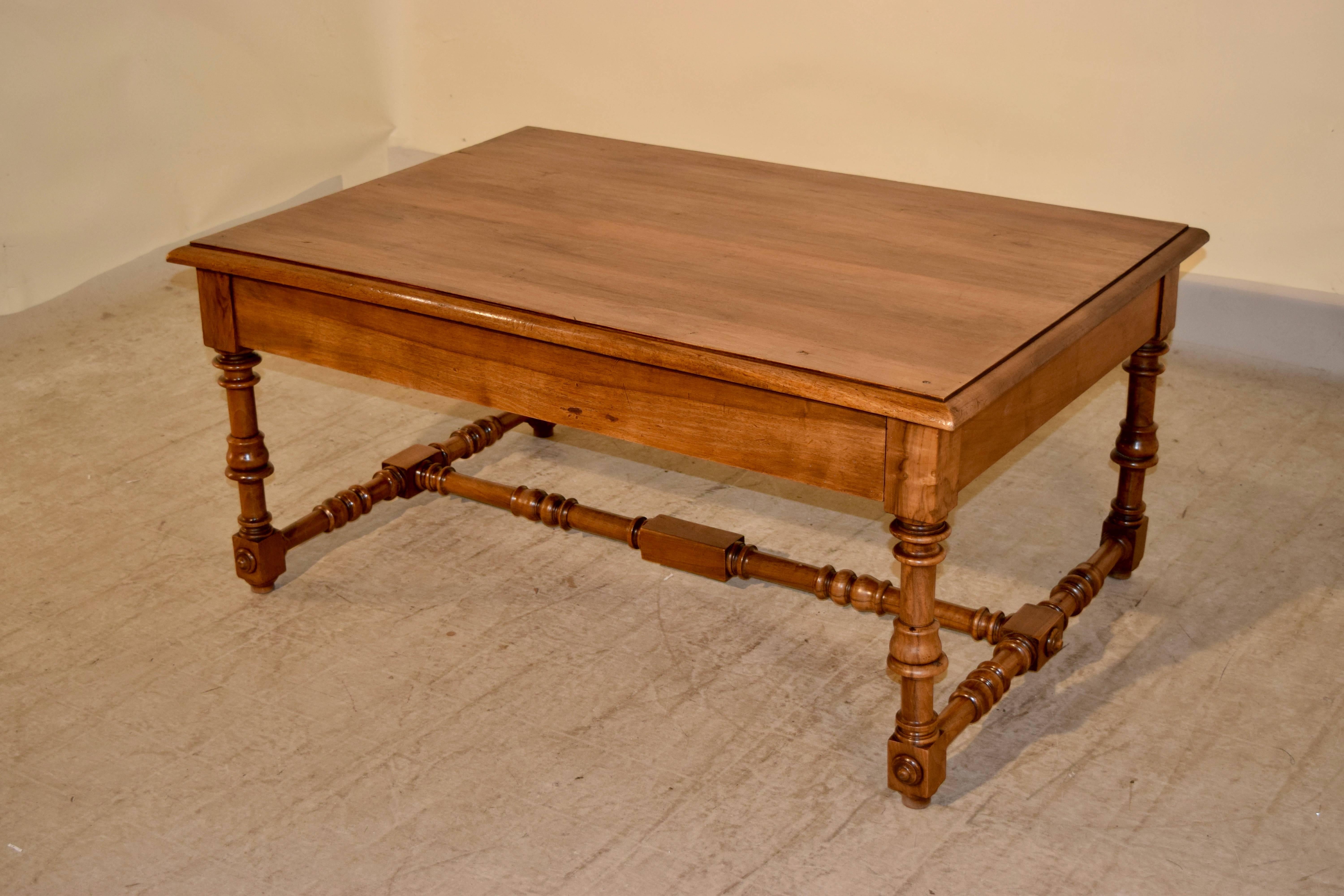19th Century French Walnut Coffee Table In Excellent Condition In High Point, NC
