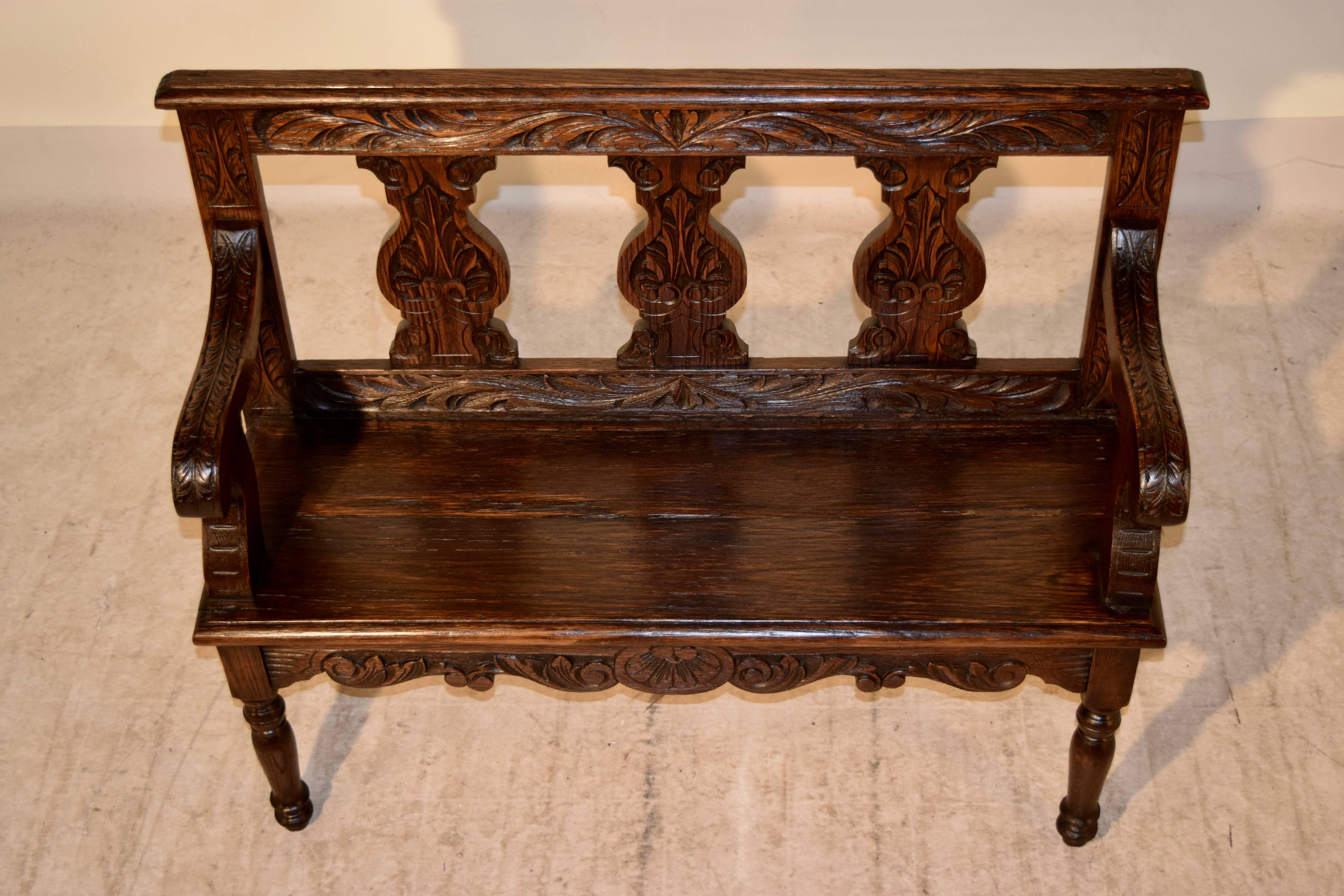 19th Century French Oak Settee In Excellent Condition In High Point, NC