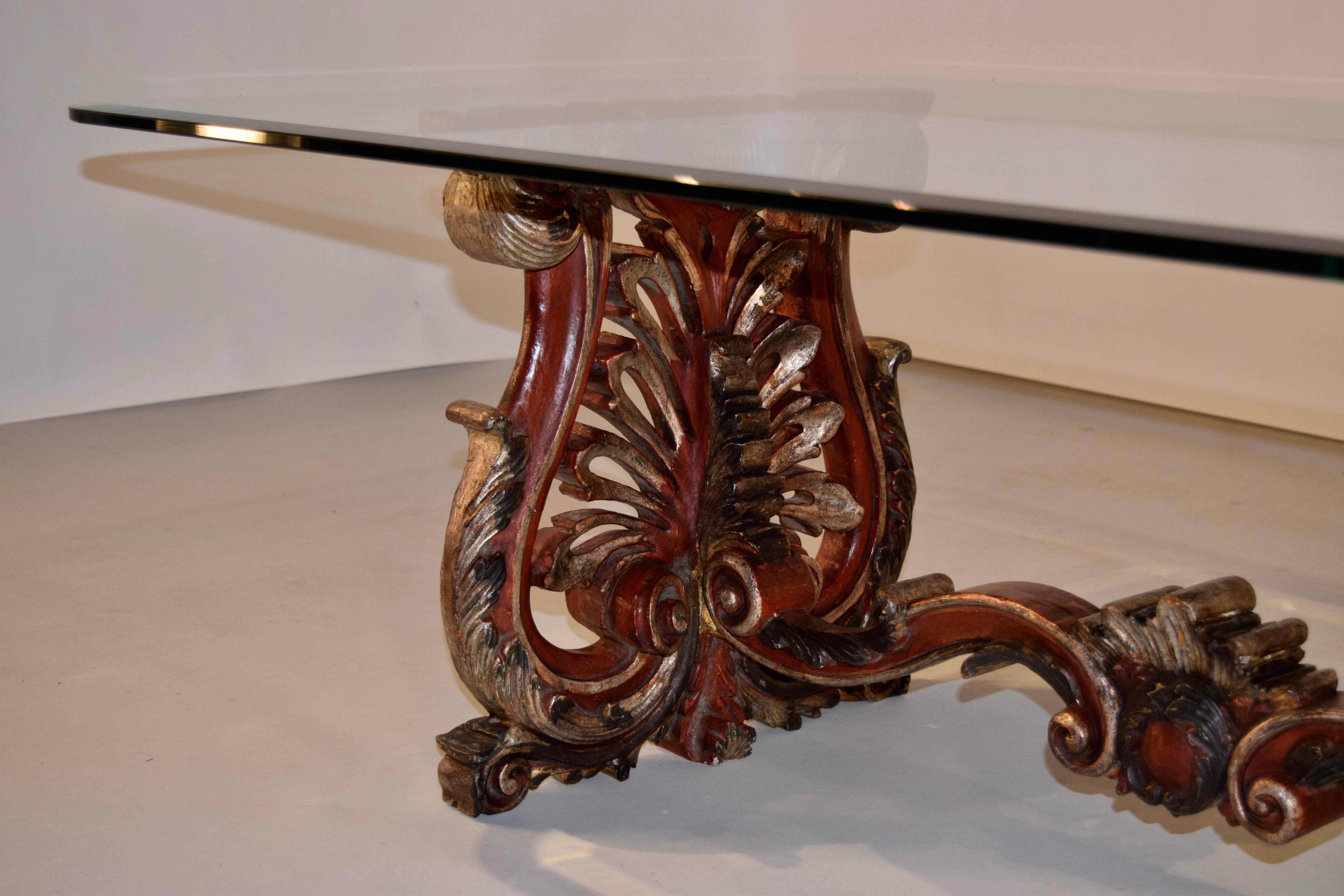 Glass 19th Century Italian Painted Coffee Table For Sale