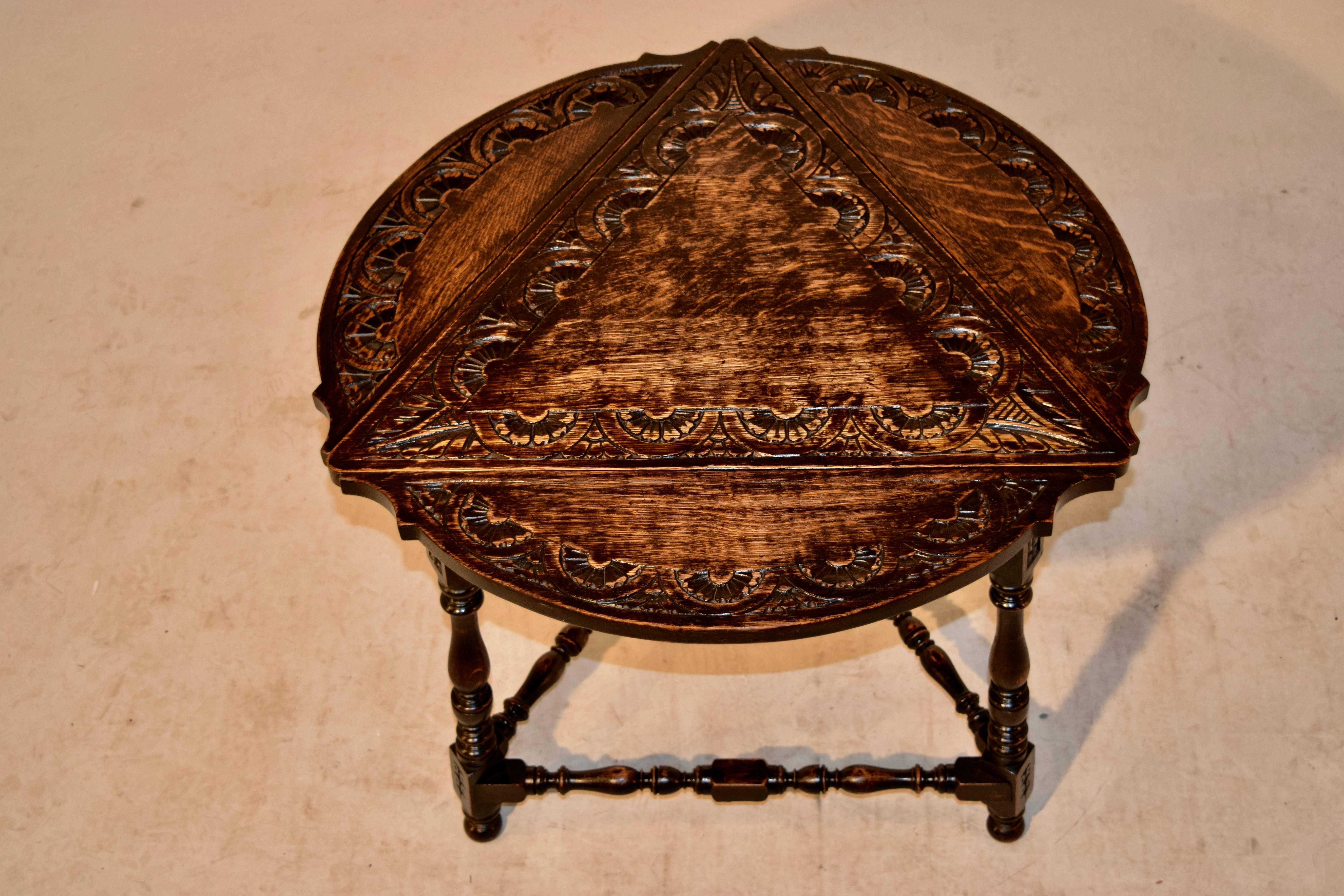 Hand-Carved 19th Century English Handkerchief Table
