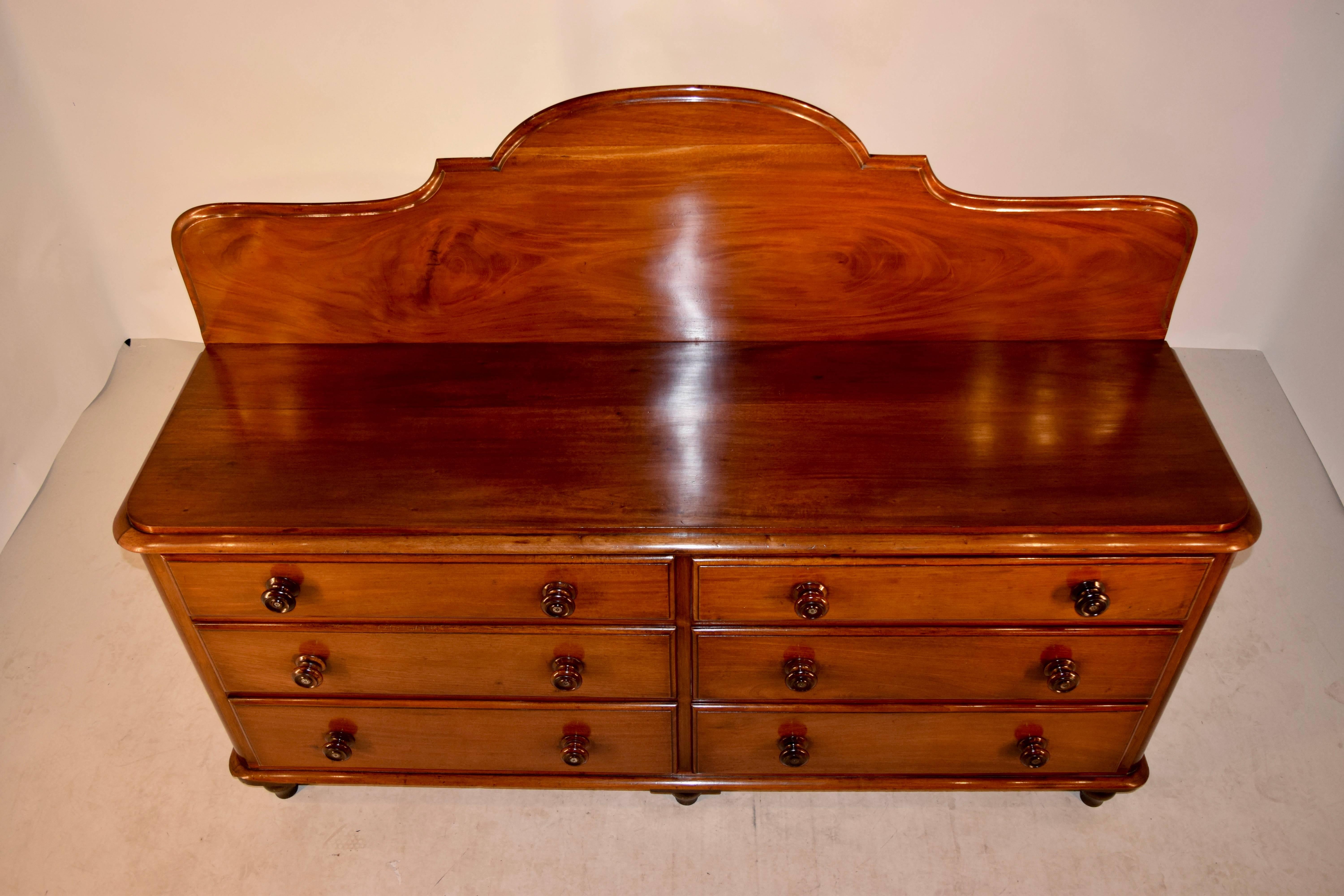 19th Century English Mahogany Double Dresser In Excellent Condition In High Point, NC