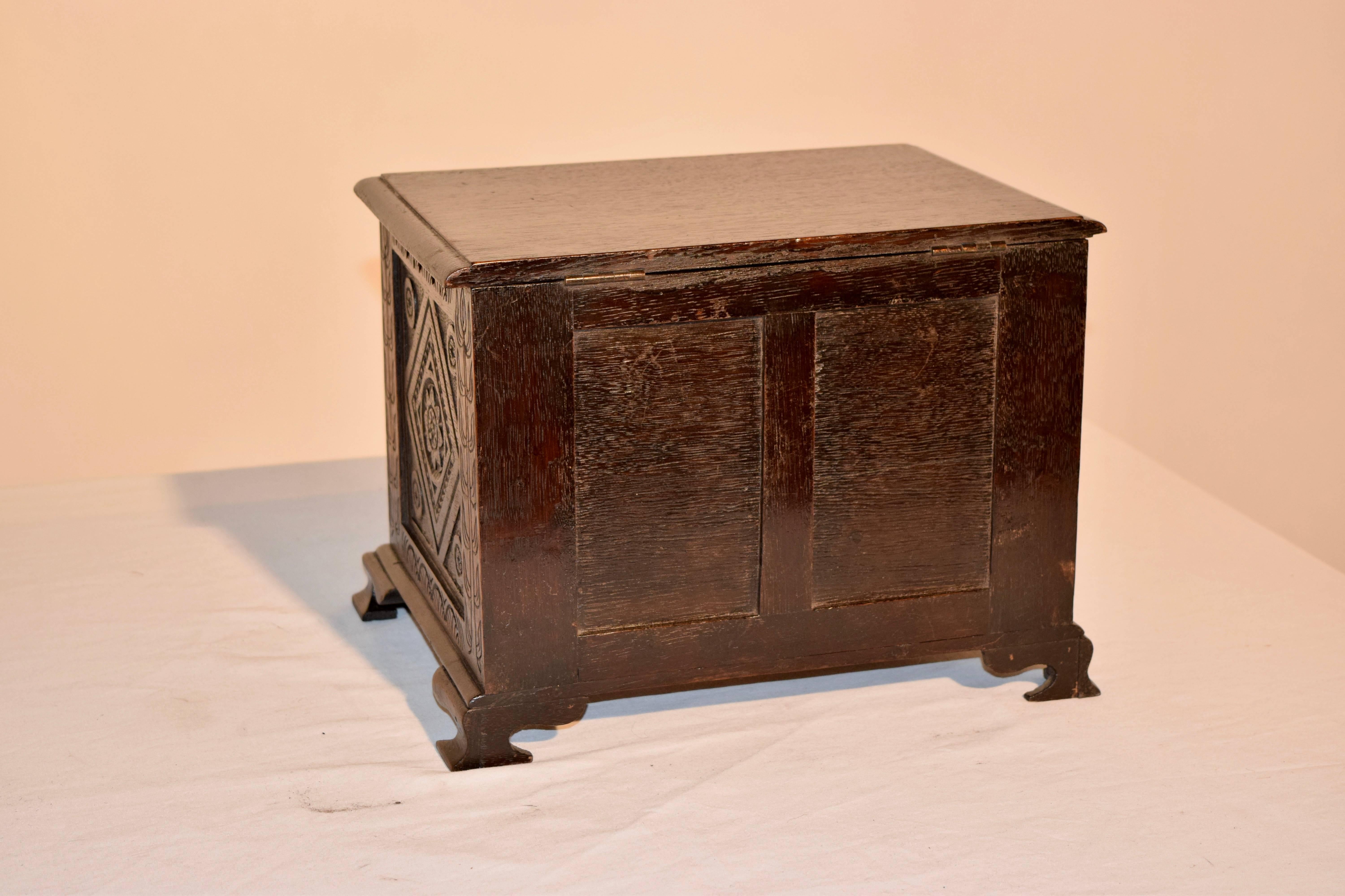 English 19th Century Carved Miniature Blanket Chest