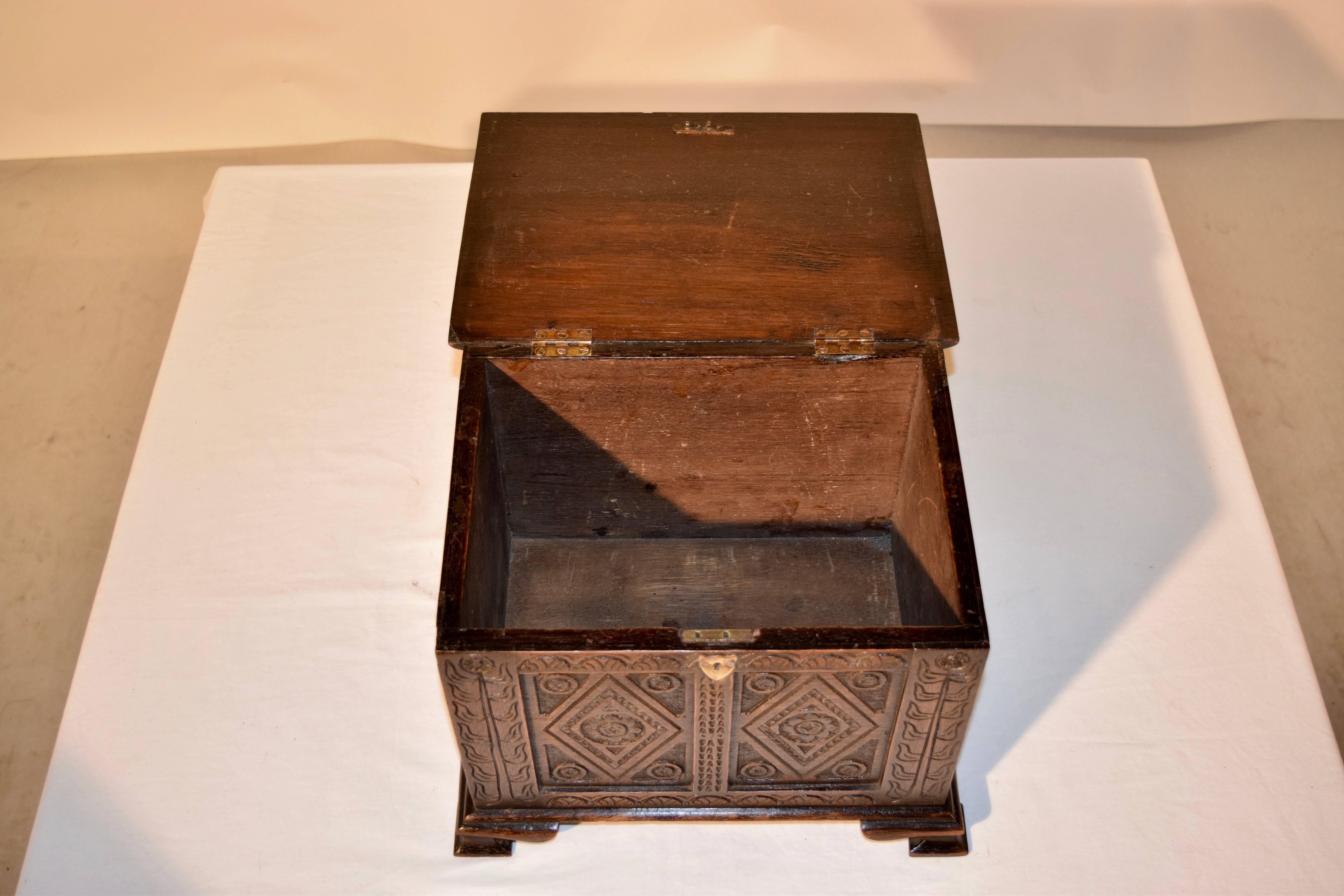 19th Century Carved Miniature Blanket Chest 1