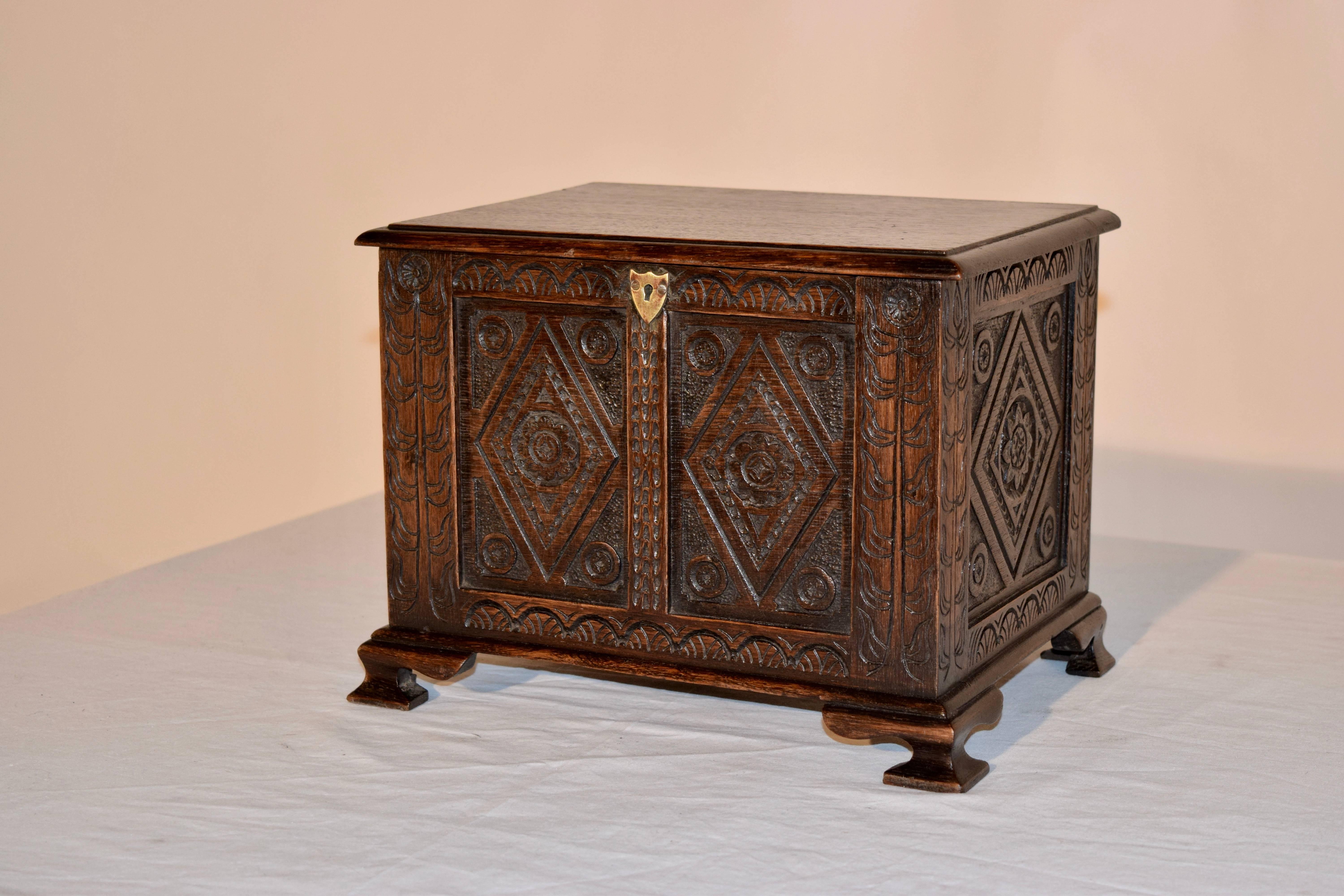 Oak 19th Century Carved Miniature Blanket Chest