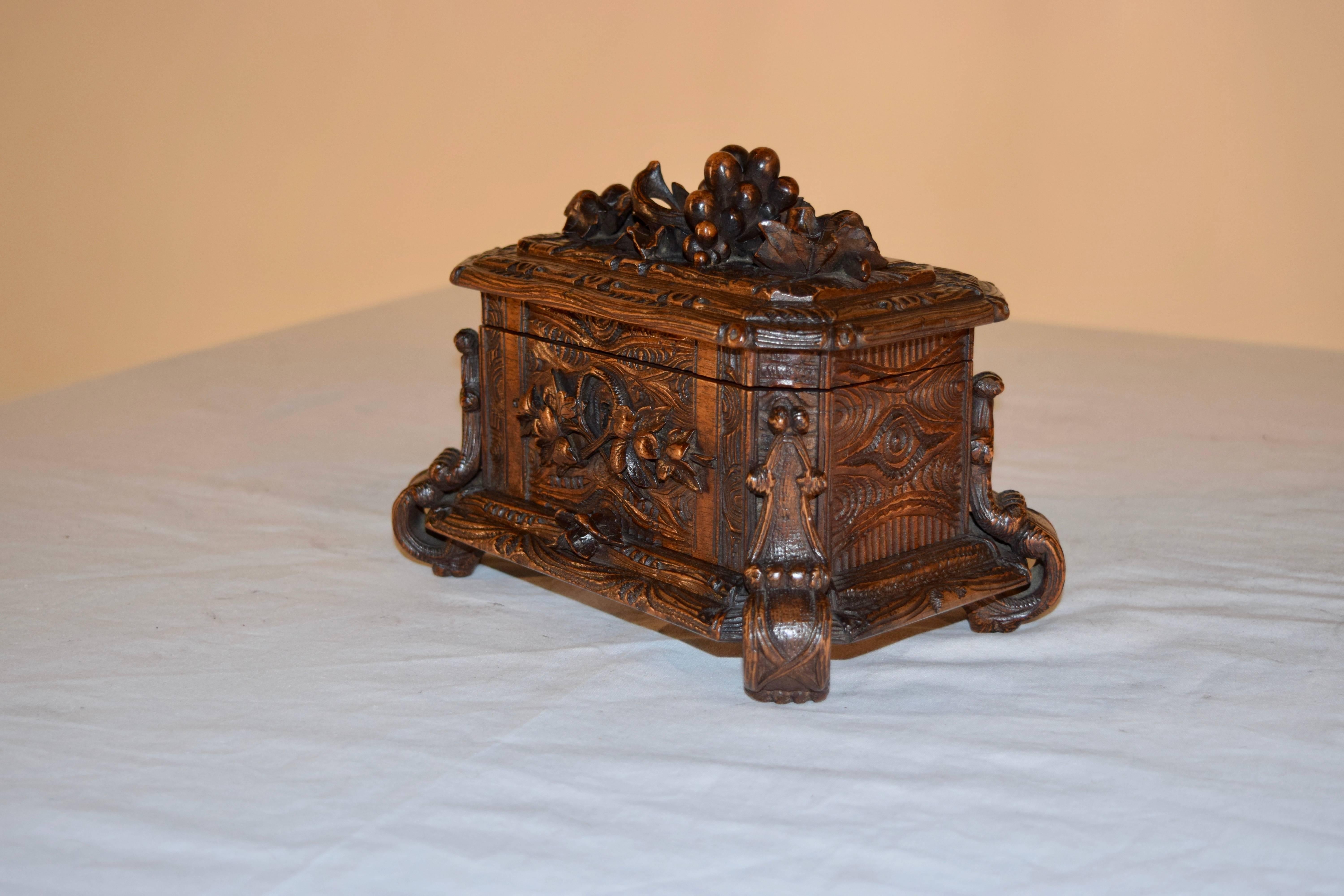 Swiss 19th Century Black Forest Carved Box