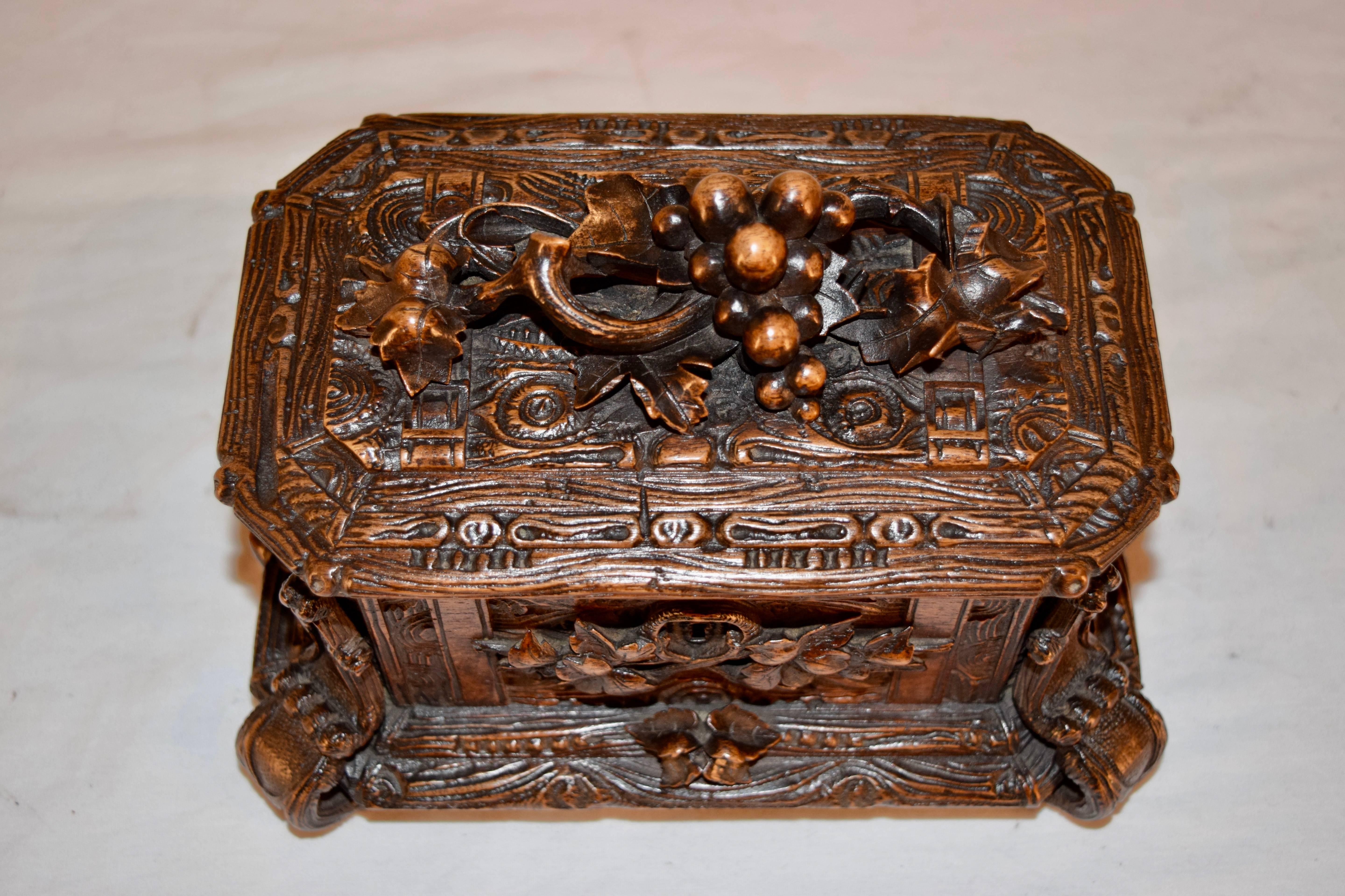 Fruitwood 19th Century Black Forest Carved Box