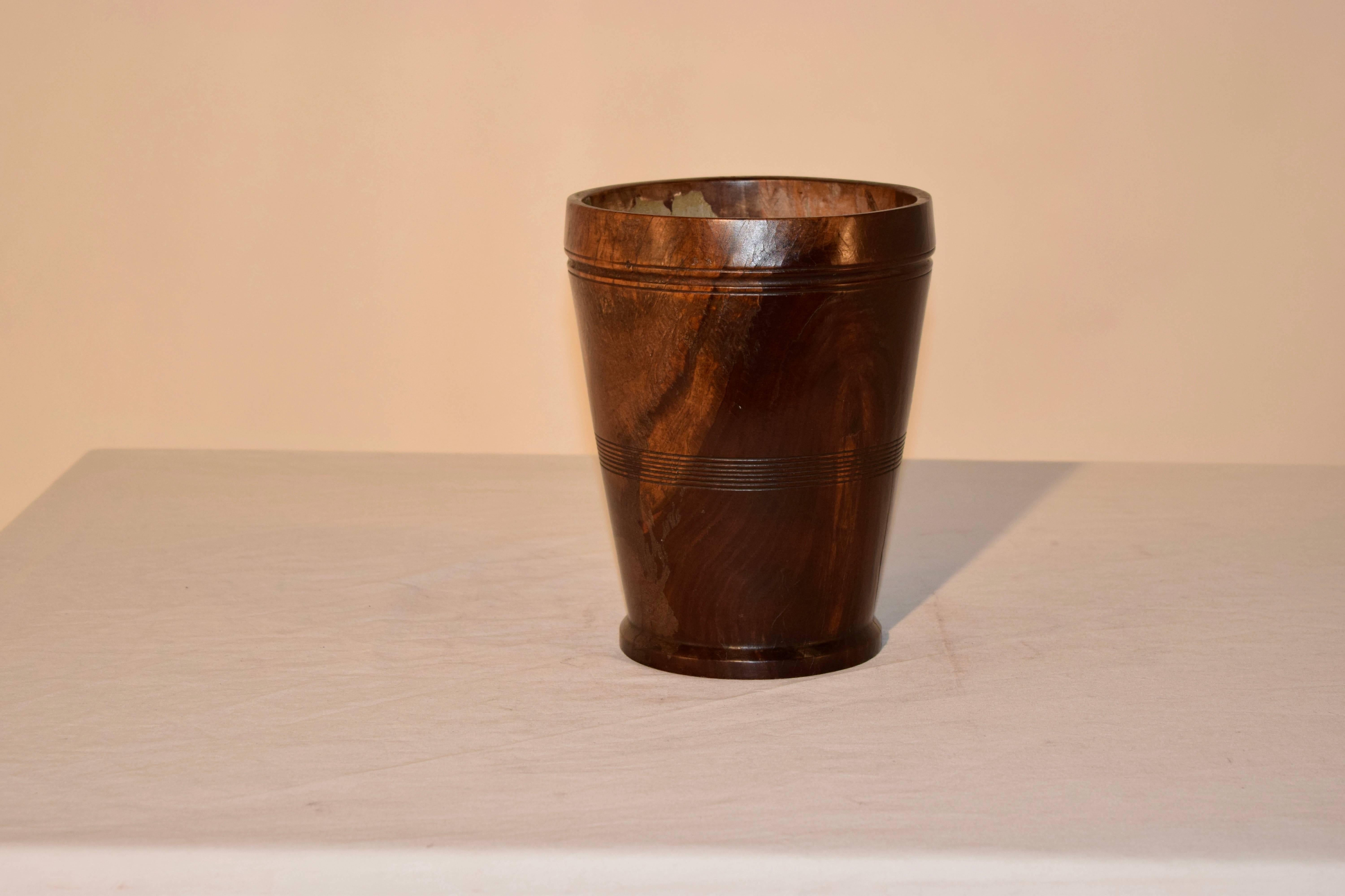 19th century, hand-turned wood vase made from lignum vitae.