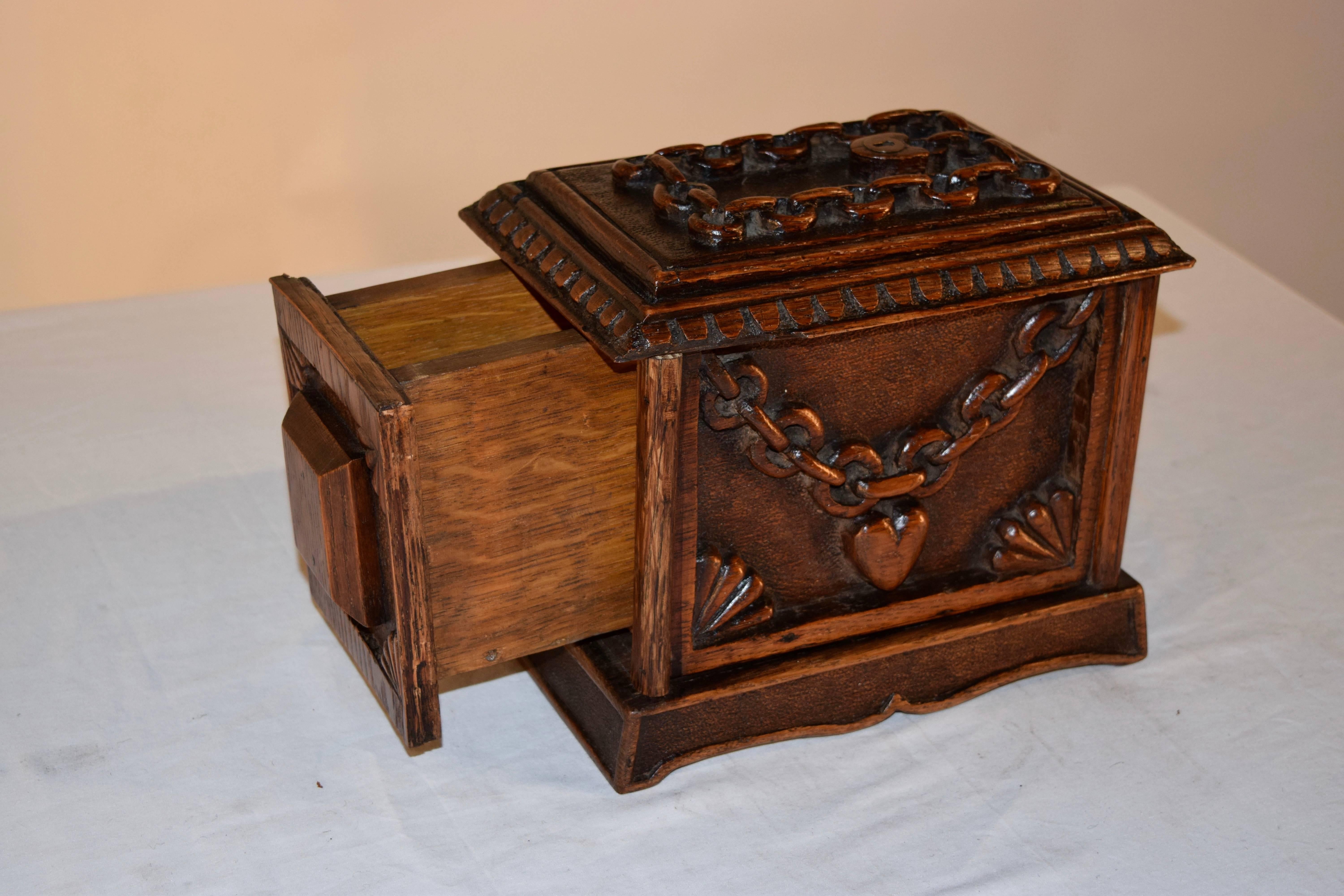 English 19th Century Folk Art Carved Box