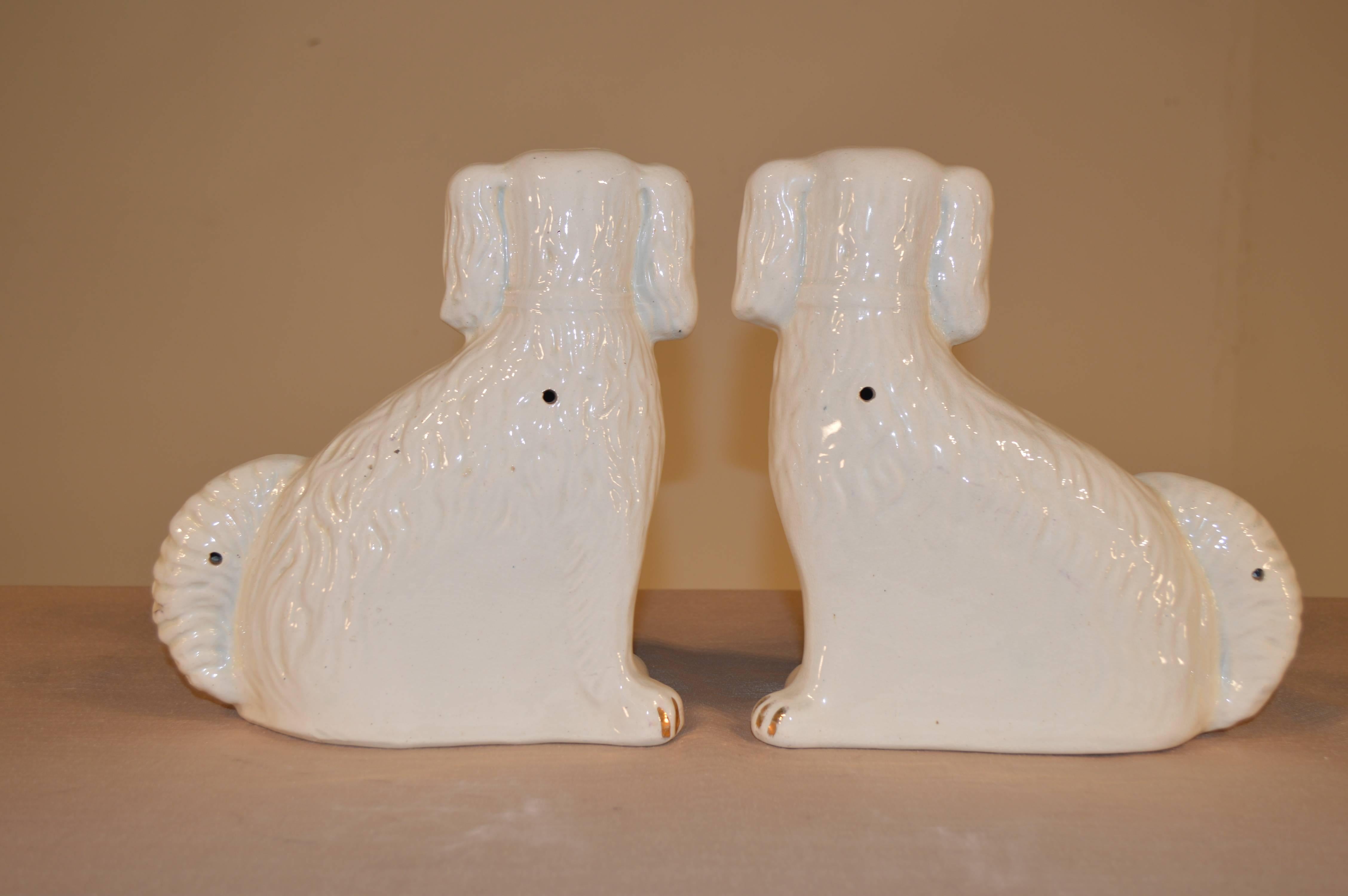 Victorian 19th Century Pair of Staffordshire Spaniels
