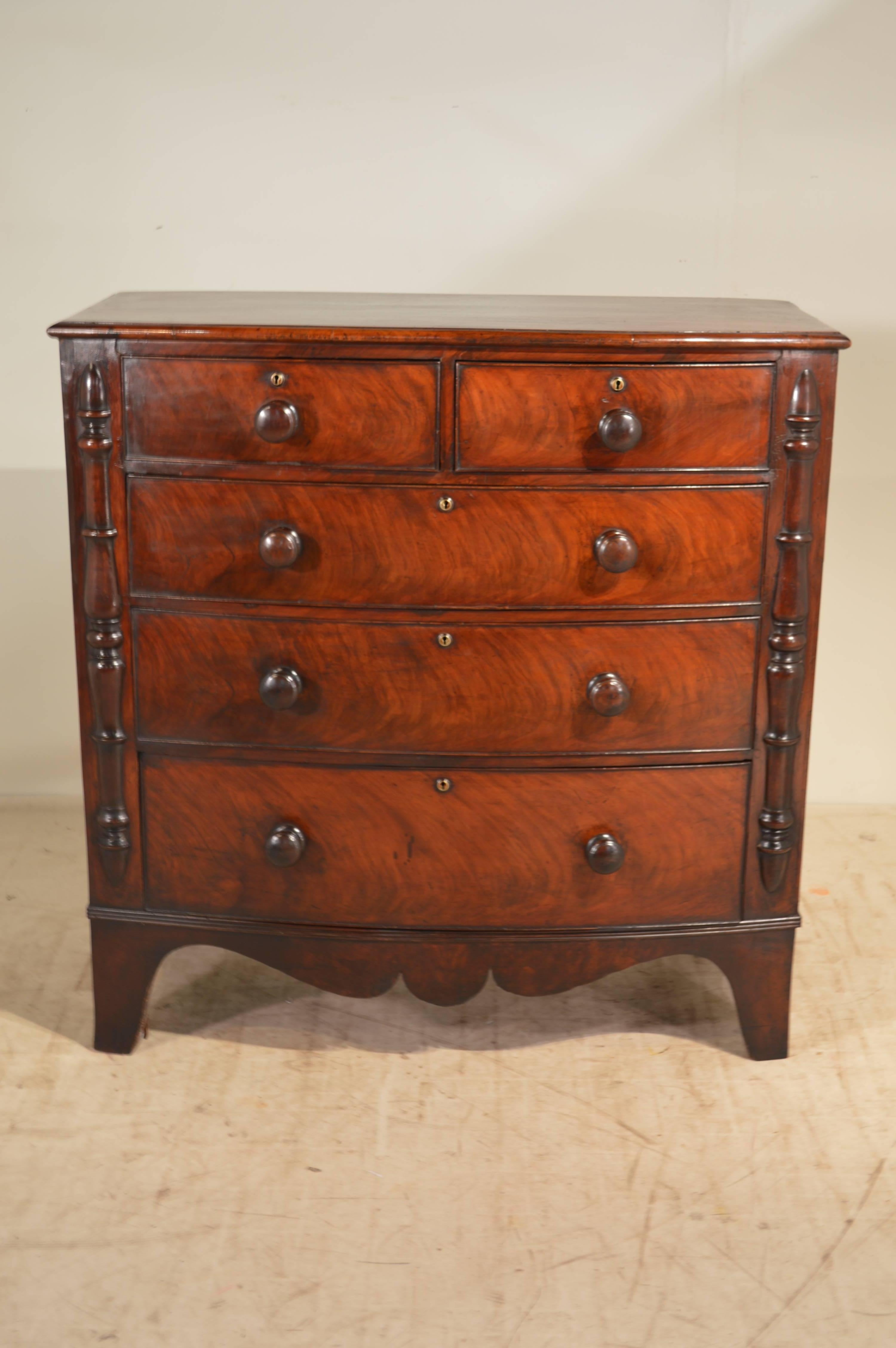 19th Century English Bowfront Chest In Excellent Condition In High Point, NC