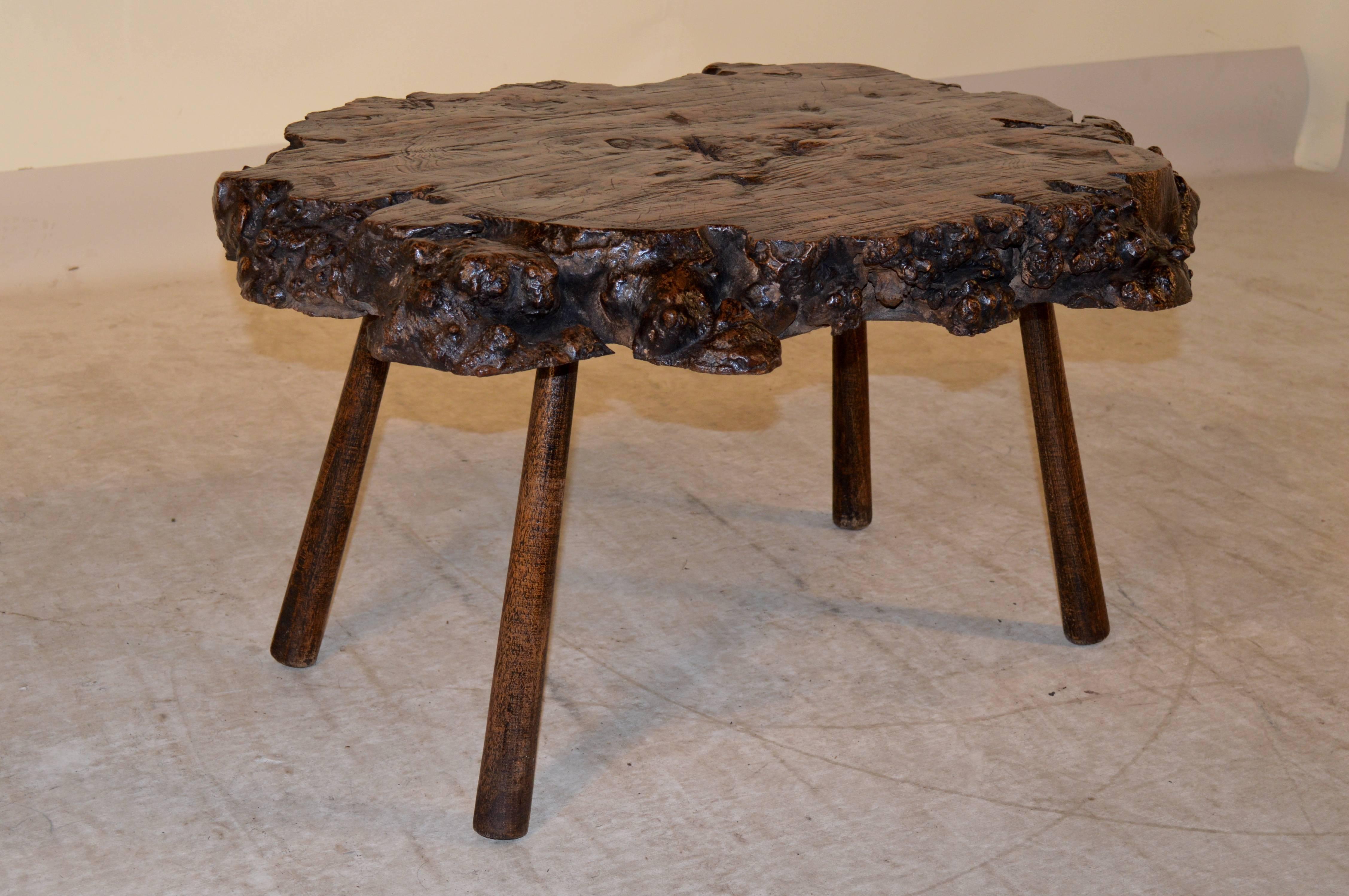French burl walnut cocktail table. Great conversation piece, circa 1930.