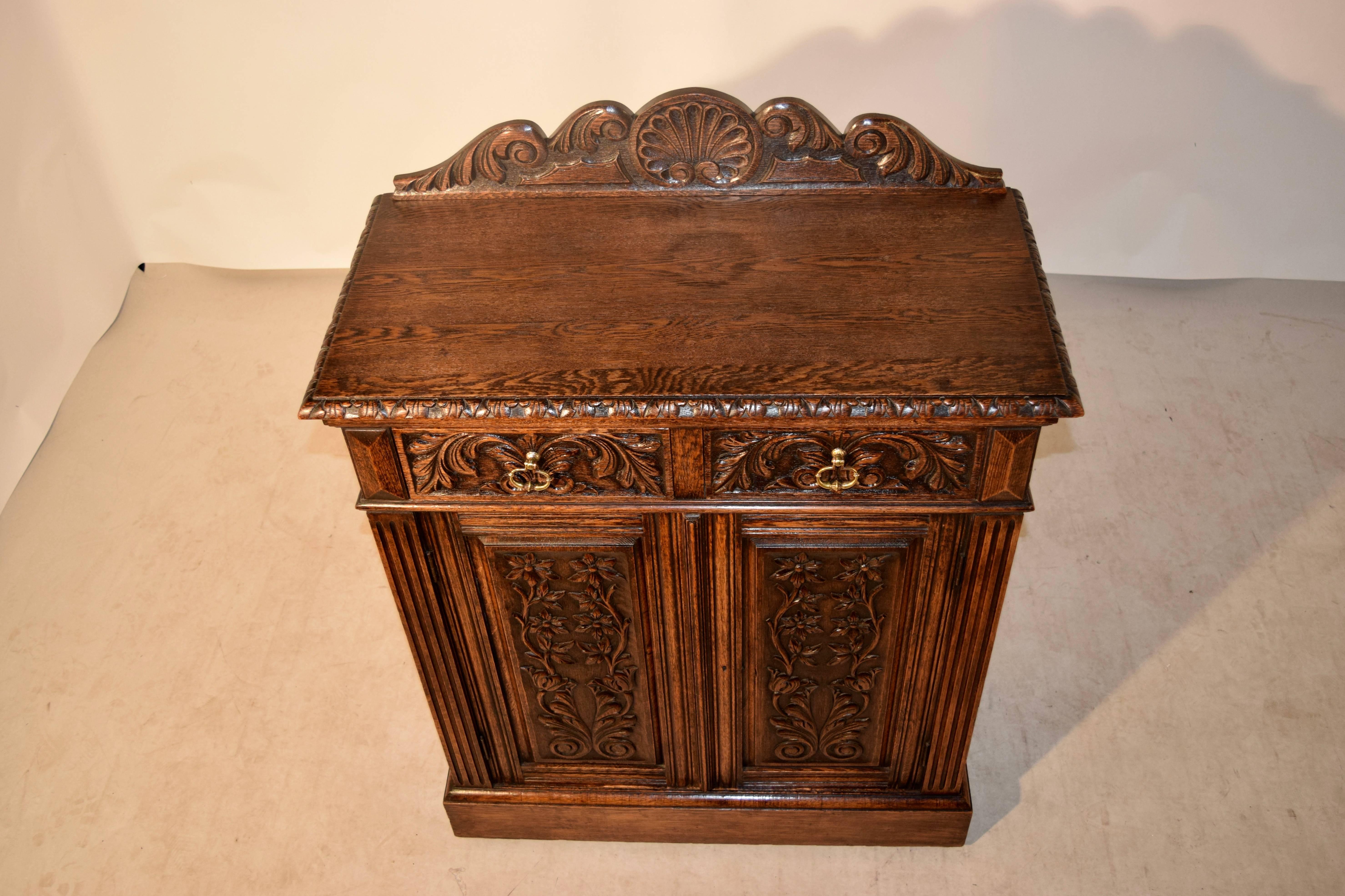 Oak 19th Century English Carved Cupboard