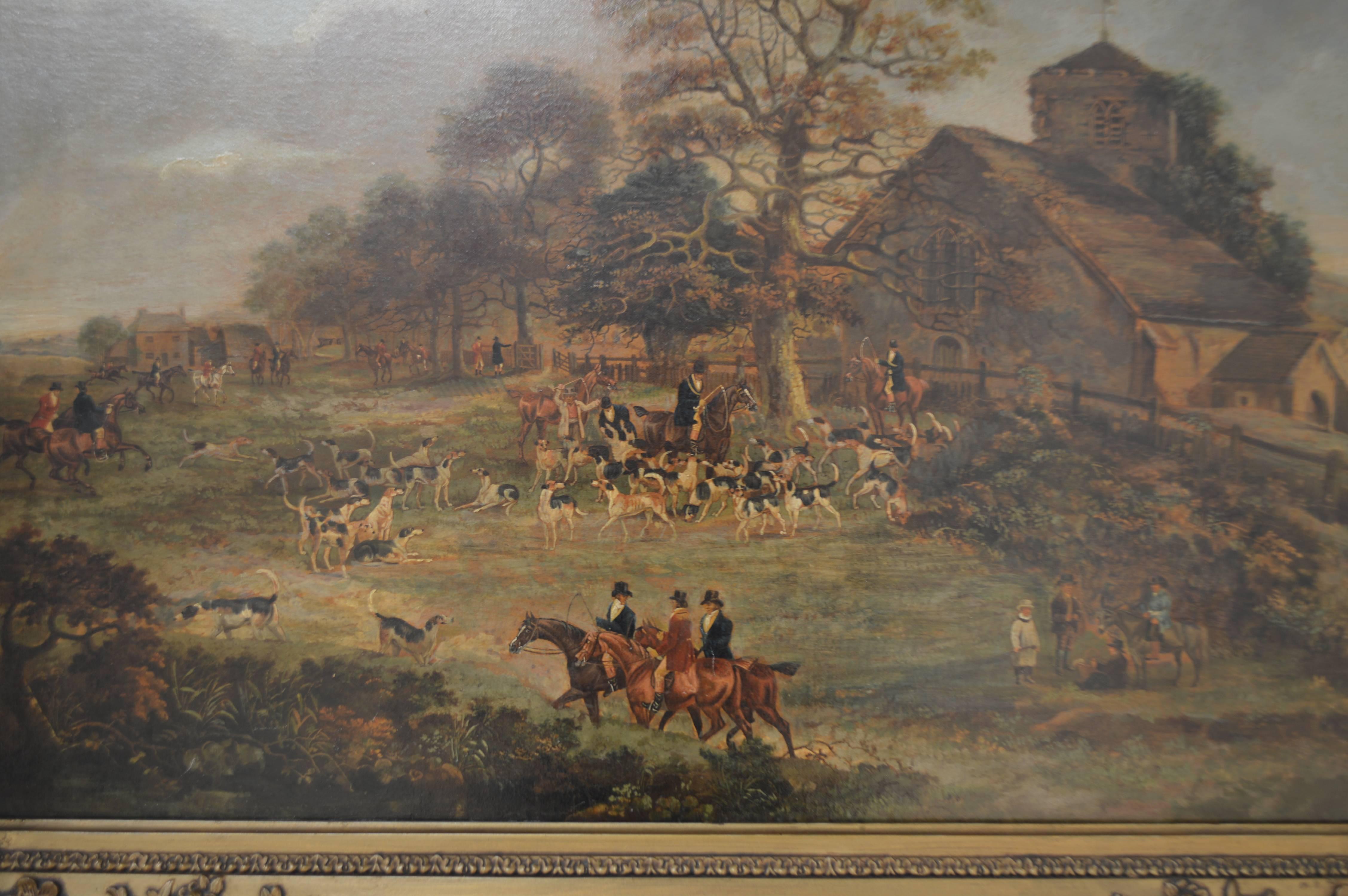 19th Century English Hunt Painting by Wolstenholme In Good Condition In High Point, NC