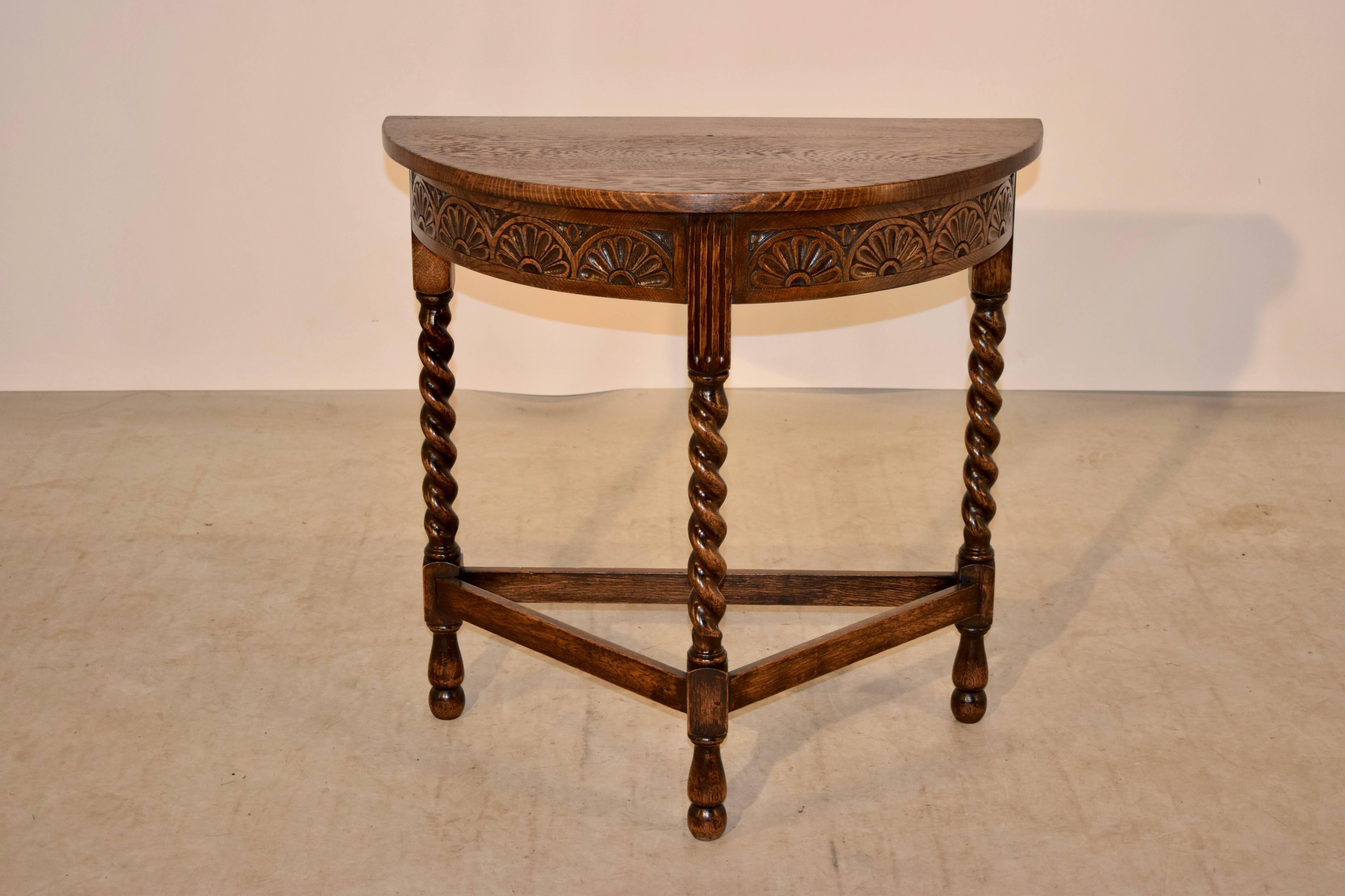 Hand-Carved Late 19th Century Demilune Table
