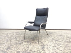 De Sede DS-270 Black Leather Reclining Lounge Chair by Thomas Althaus