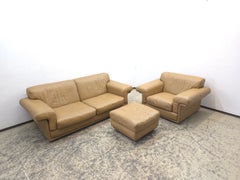Vintage de Sede DS-68 Cognac Leather Sofa, Lounge Chair and Ottoman Set